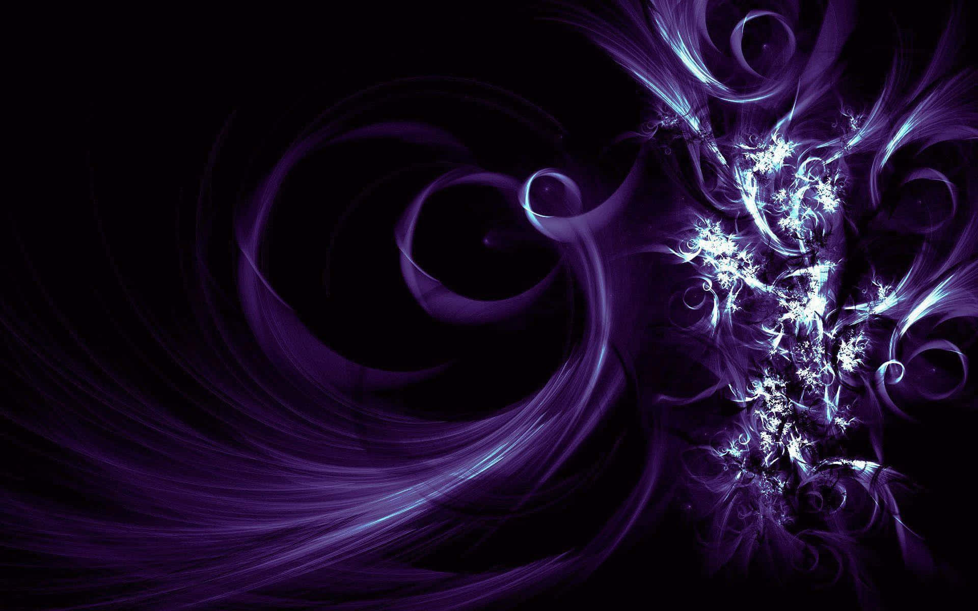 purple swirls, black background, glowing white energy, Full HD Desktop Wallpaper