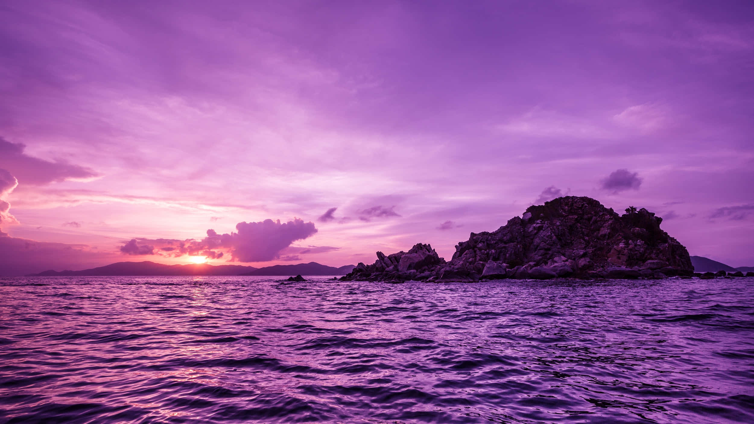 Purple Cool, Island Sunset, purple sunset, Full HD Desktop Wallpaper