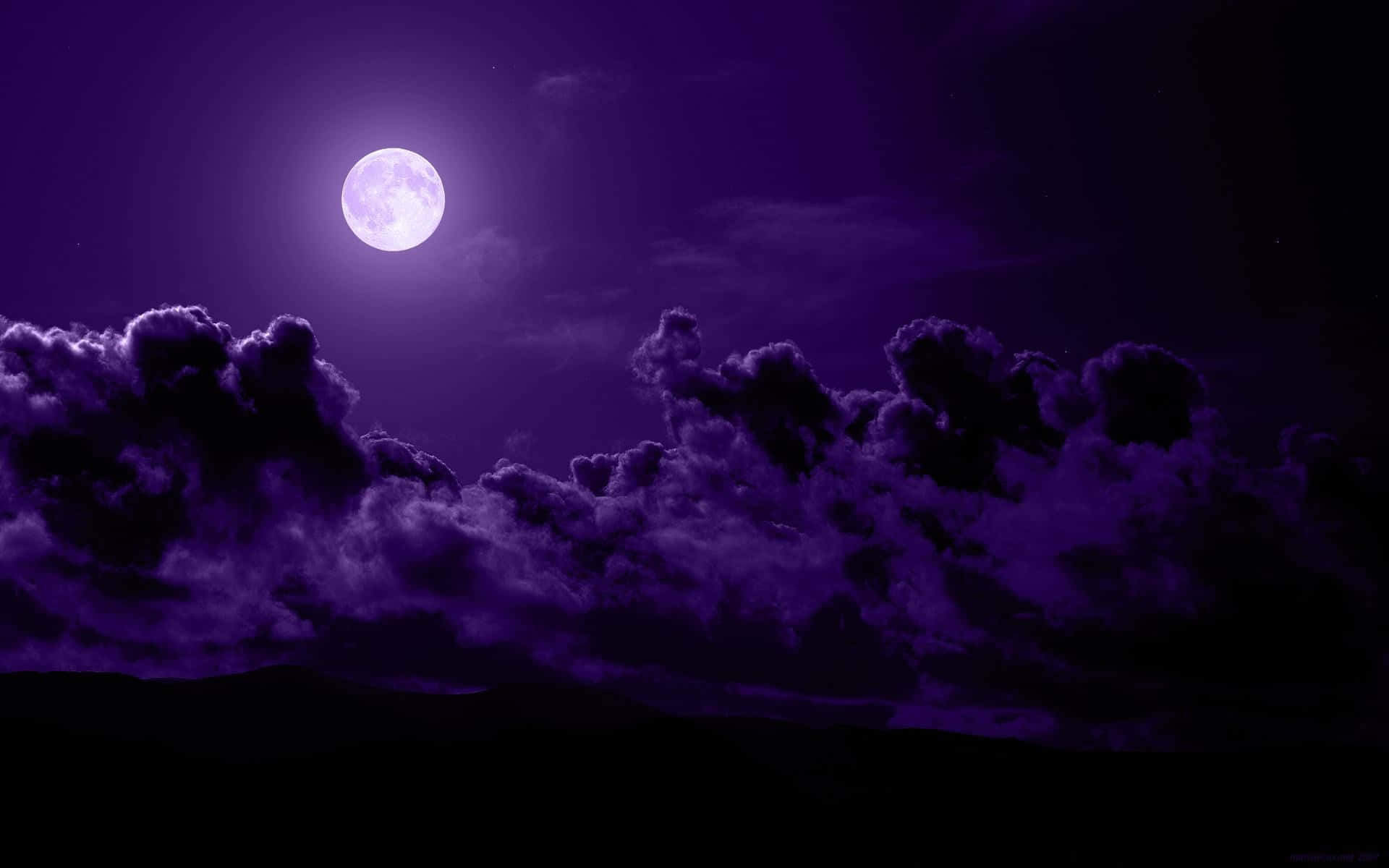 Purple Cool, luminous full moon, dramatic purple sky, Full HD Desktop Wallpaper