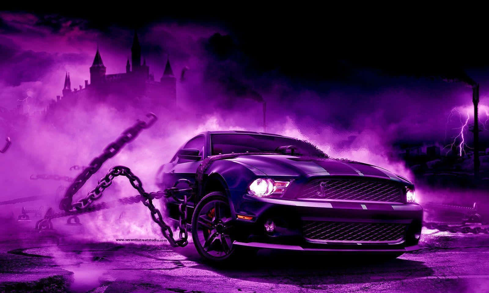 Purple Cool, black sports car, purple lightning, HD Desktop Wallpaper