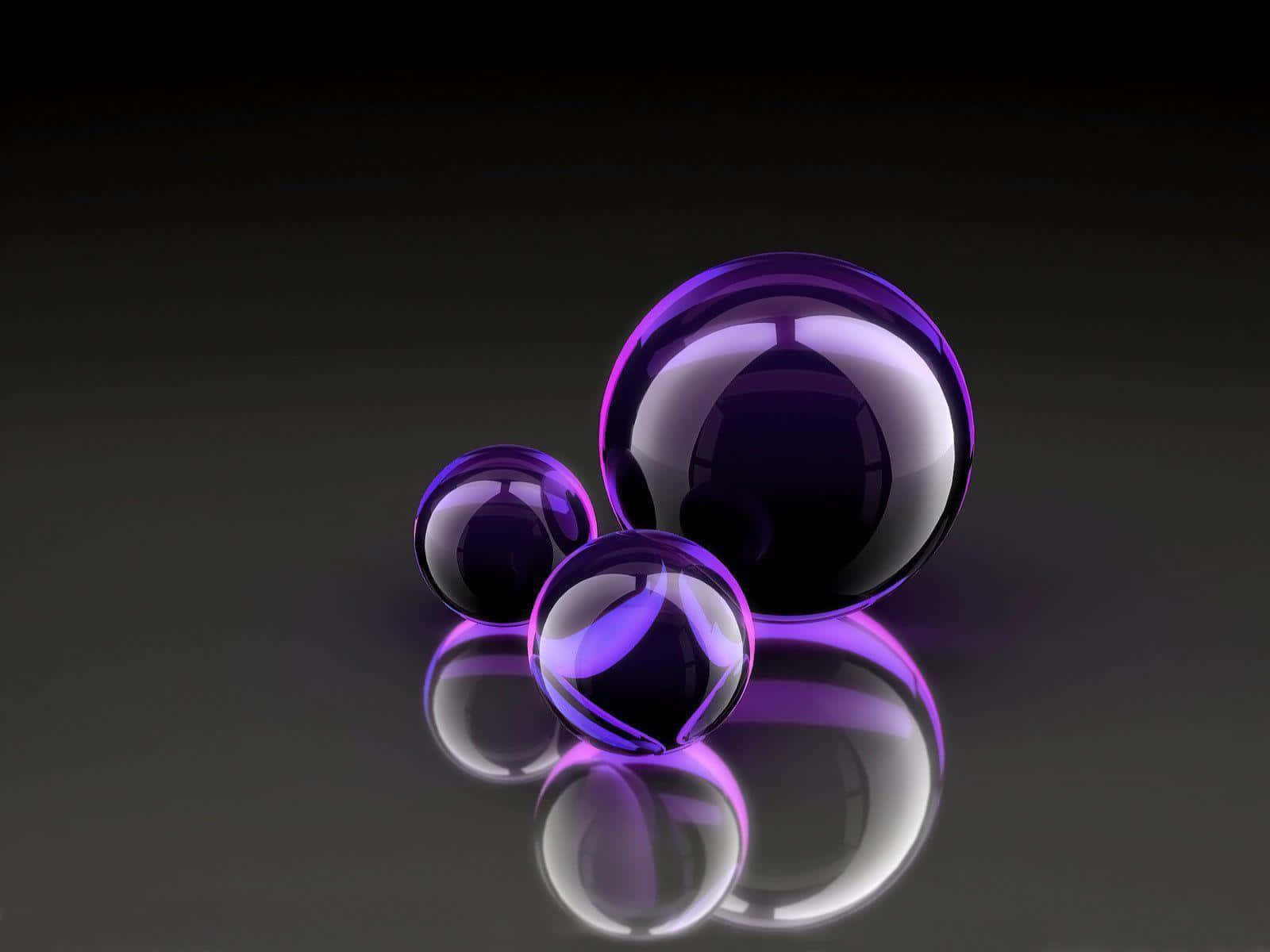 Purple Cool, glossy purple spheres, dark reflective surface, HD Desktop Wallpaper