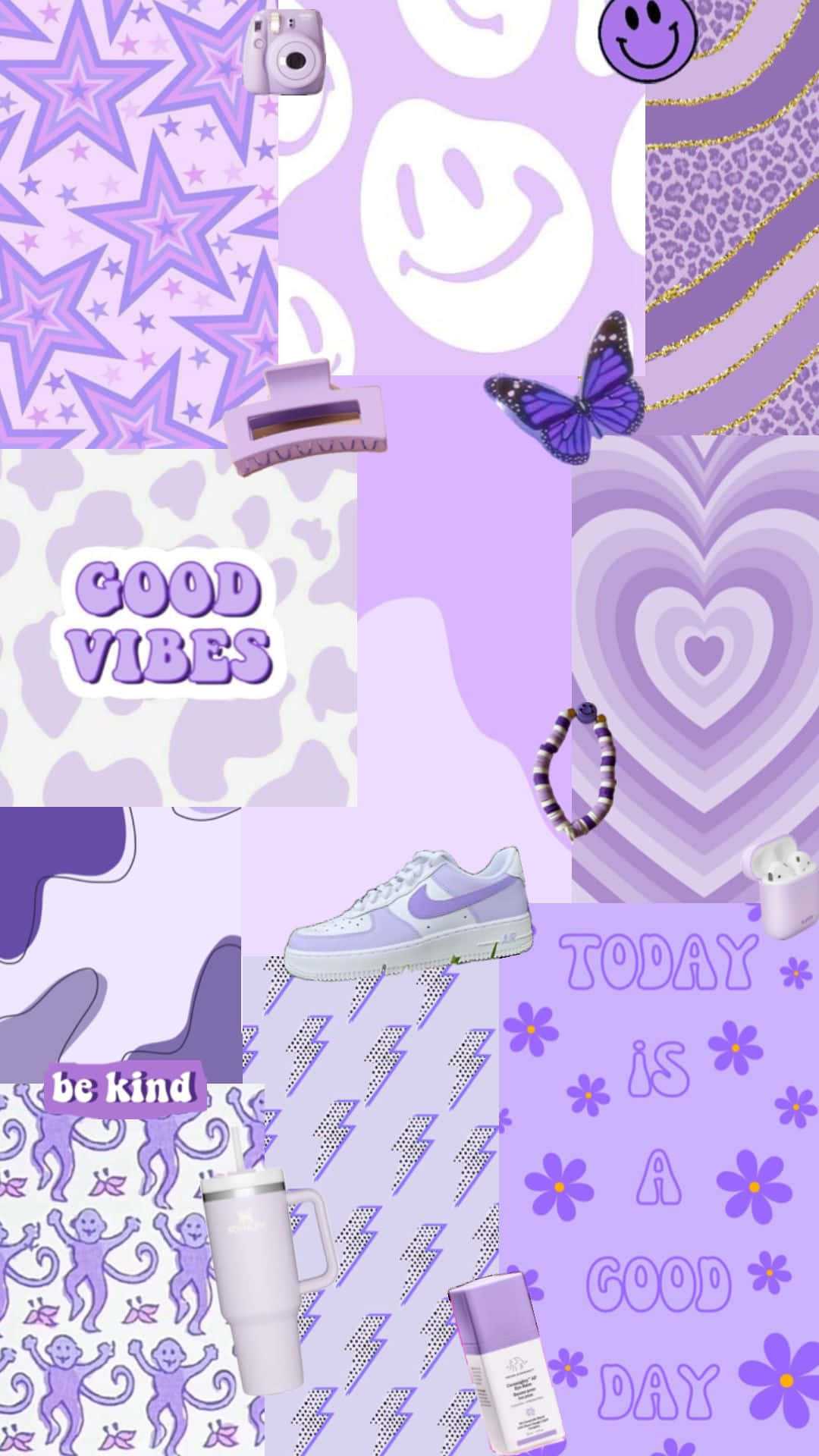 purple, preppy aesthetic, smiley faces, Full HD Phone Wallpaper