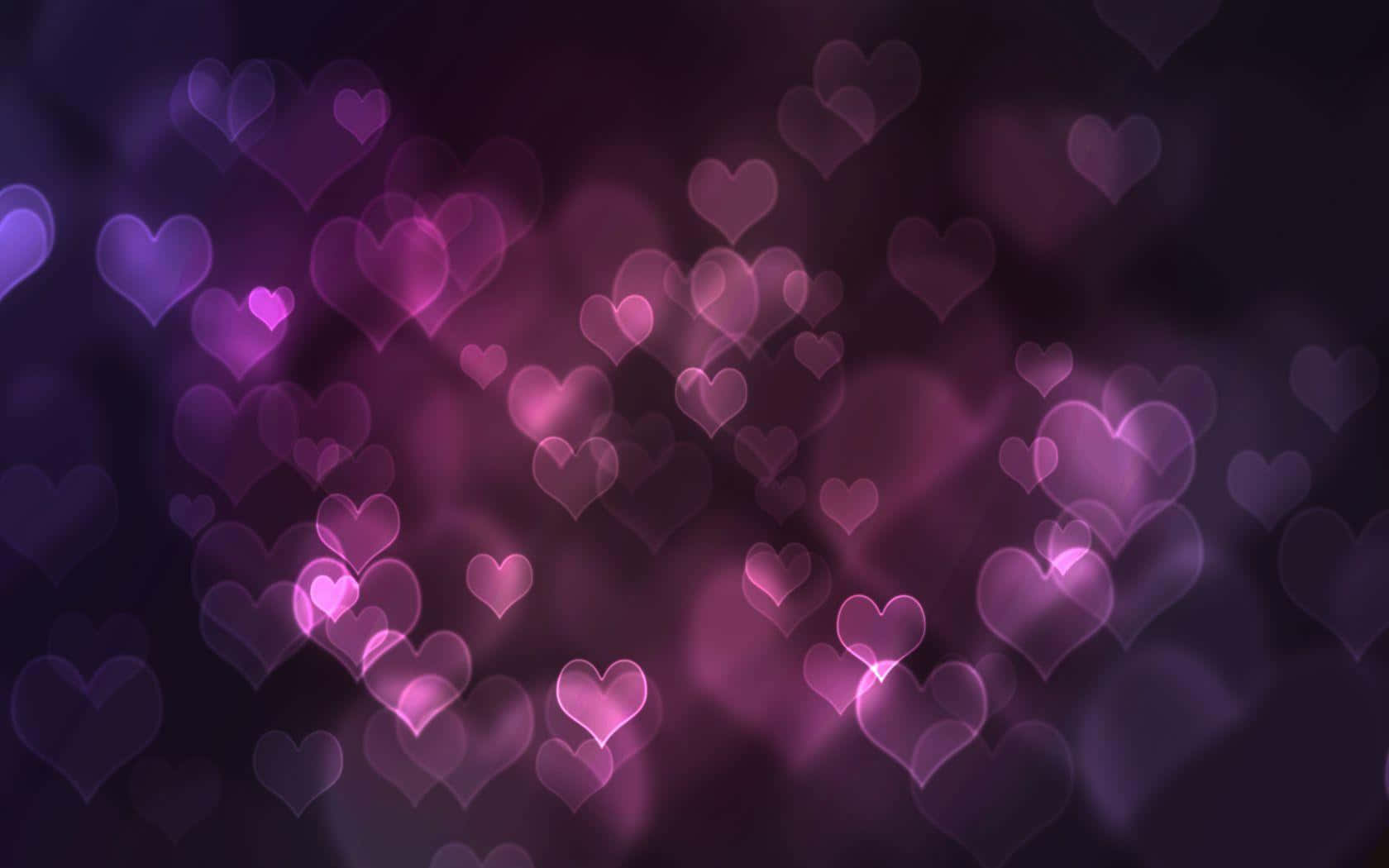 Purple Cool, glowing purple hearts, dark background, HD Desktop Wallpaper
