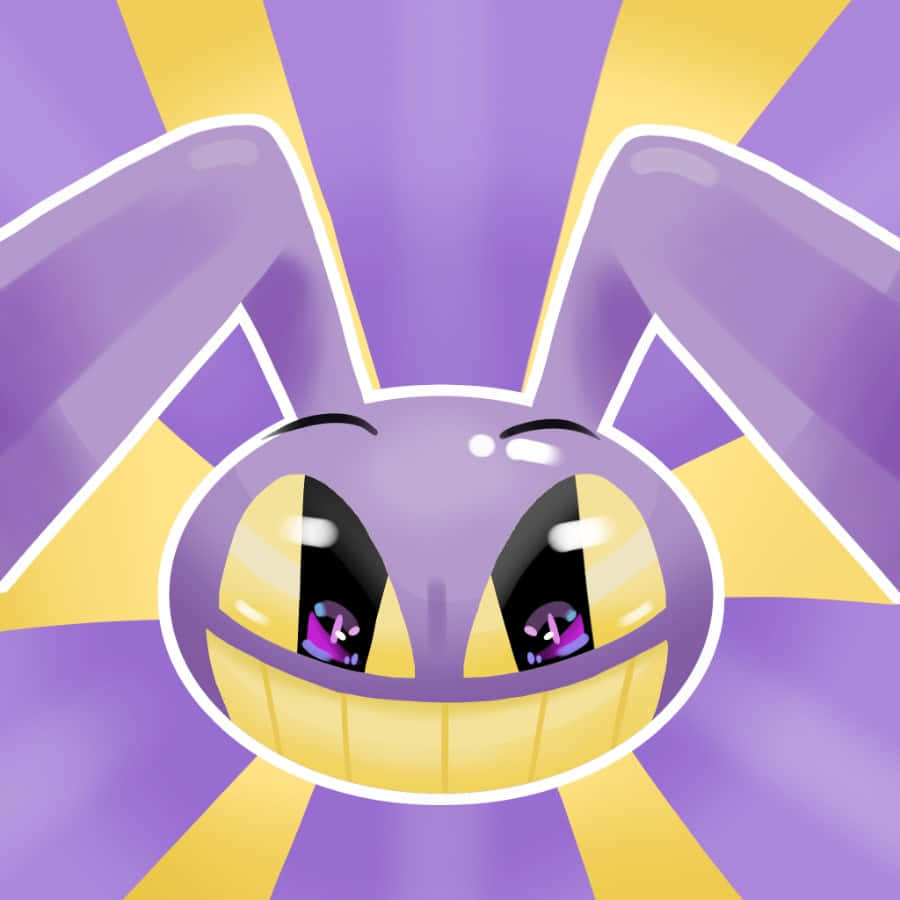 purple smiling character, cartoon rabbit, big yellow eyes, SD Desktop Wallpaper
