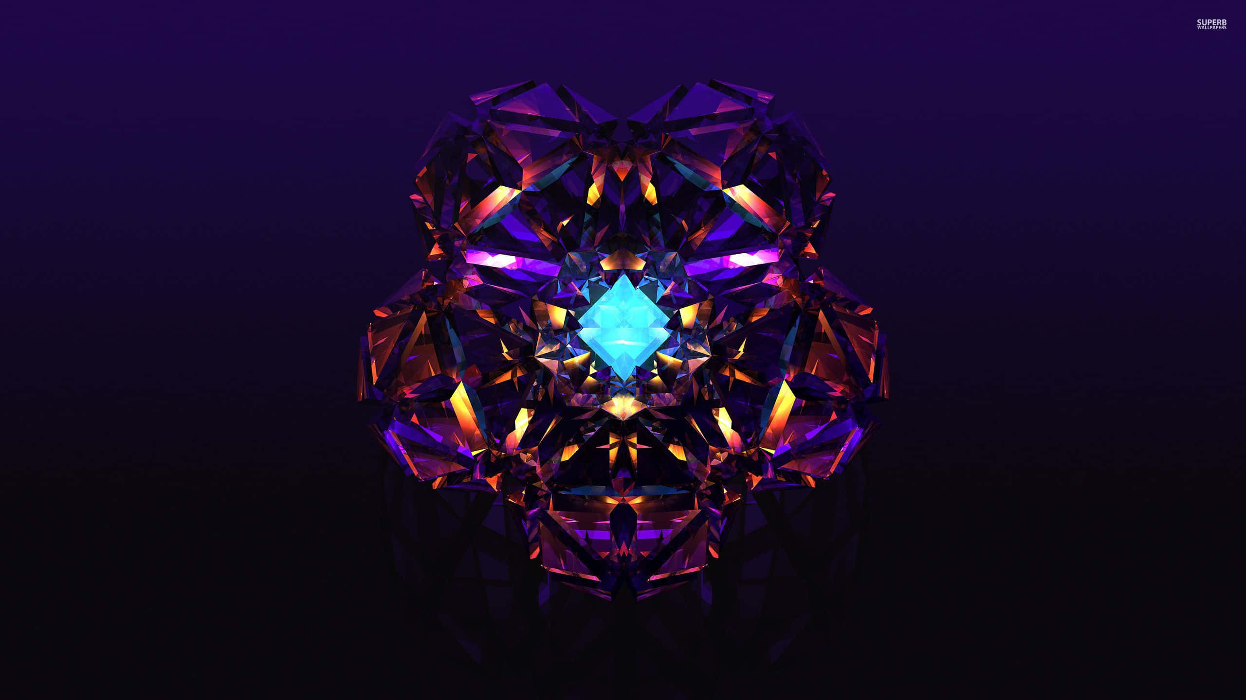 galaxy diamond, purple and blue abstract design, glowing blue core, 2K Desktop Wallpaper