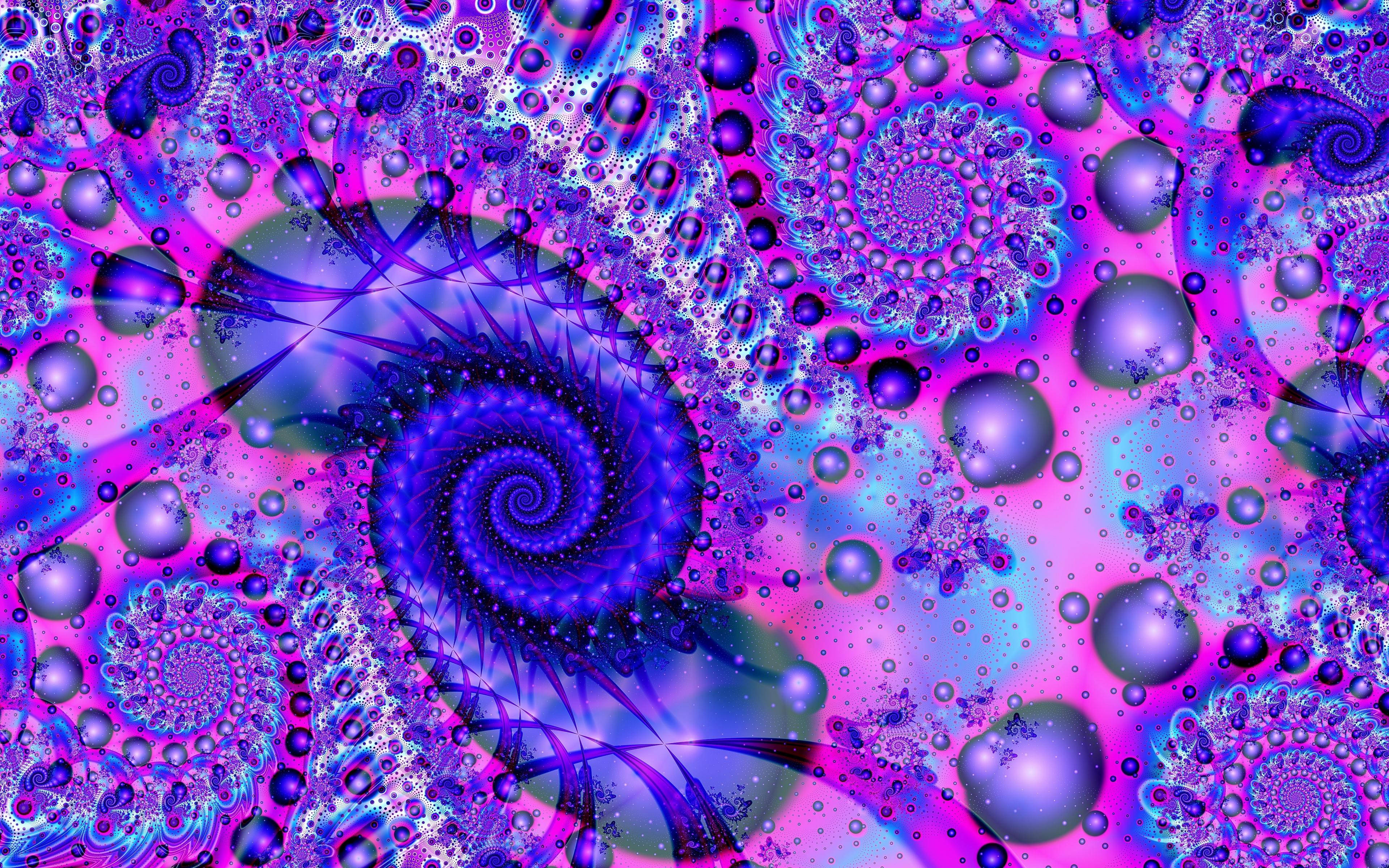 purple, pink, fractal spirals, 4K Desktop Wallpaper