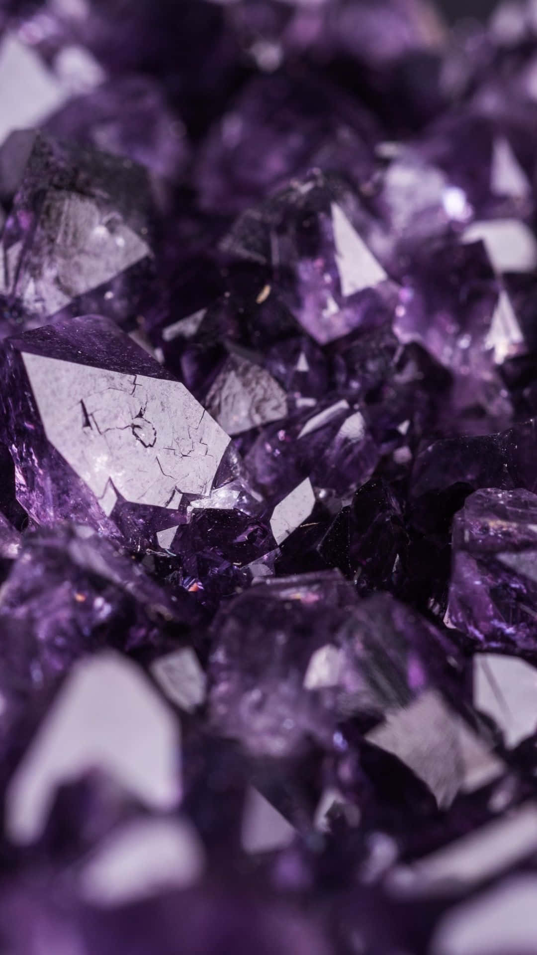 purple amethyst crystals, sharp facets, deep violet hues, Full HD Phone Wallpaper