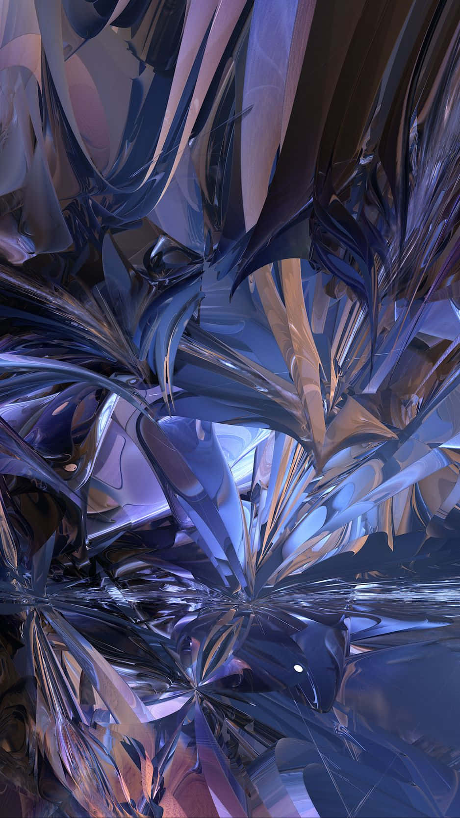 abstract crystal chaos, metallic shards, deep blues, HD Phone Wallpaper