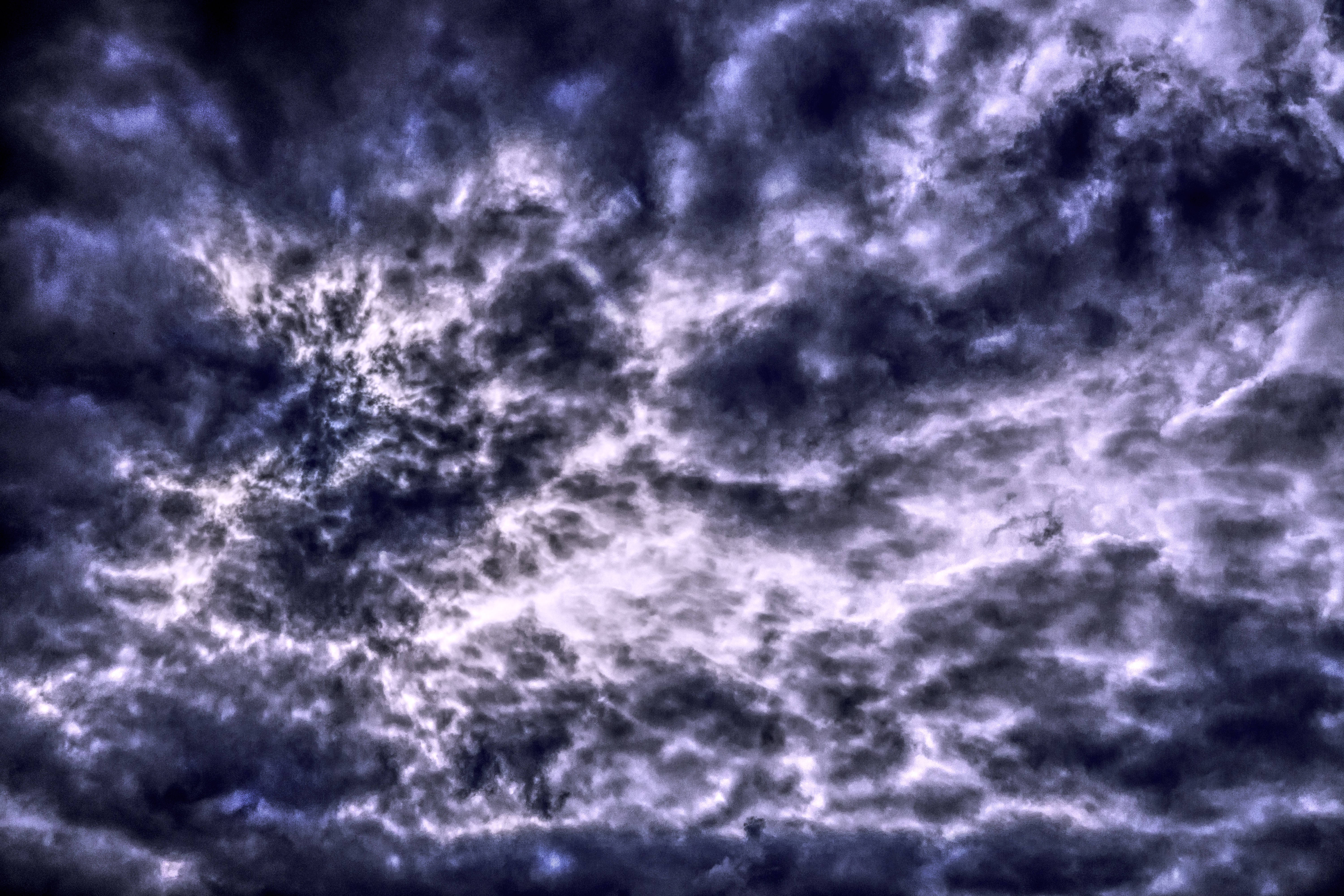 Violet Tie-Dye Clouds, deep purples, whites, 5K Desktop Wallpaper