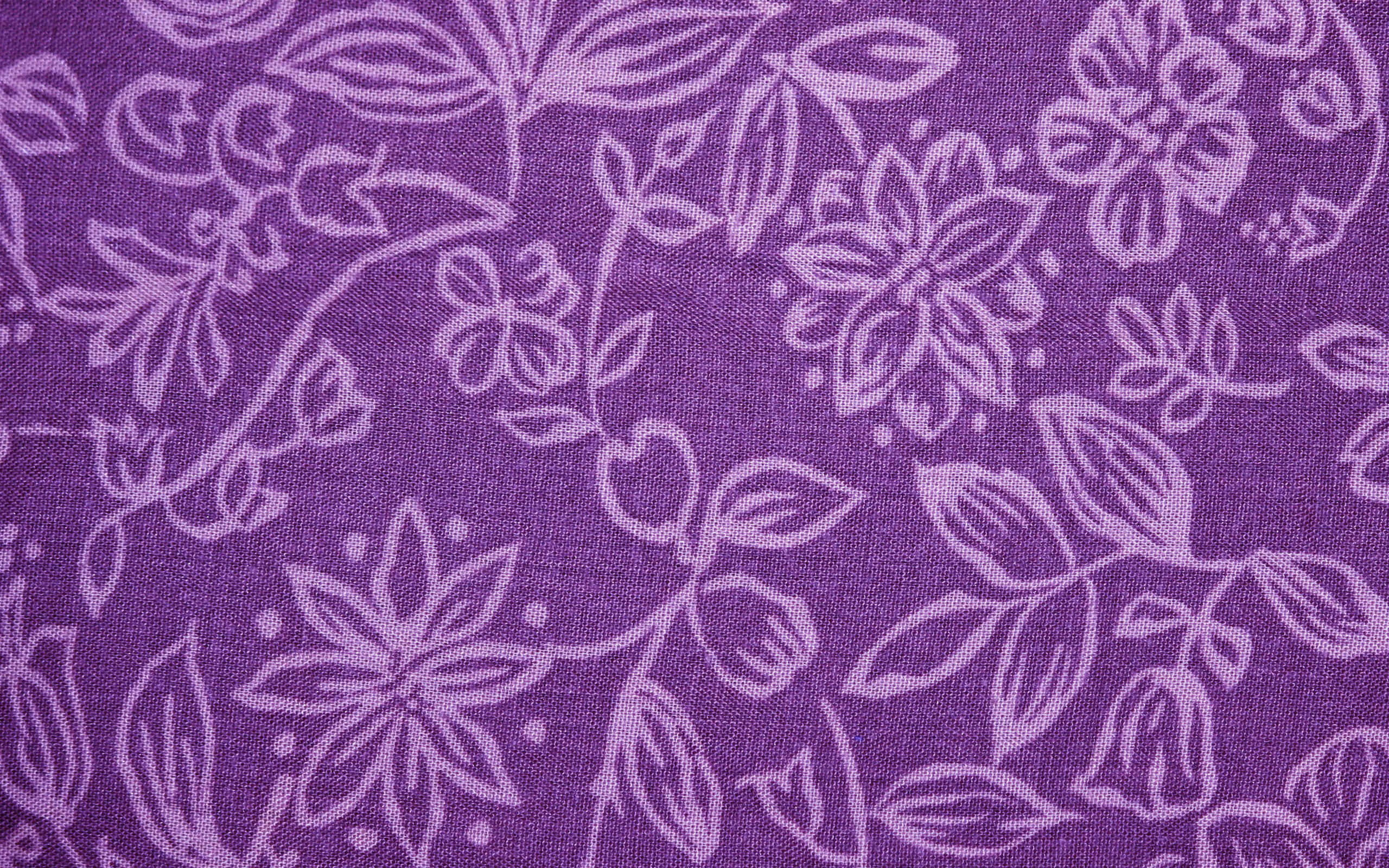 purple fabric, white floral patterns, leafy vines, 2K Desktop Wallpaper