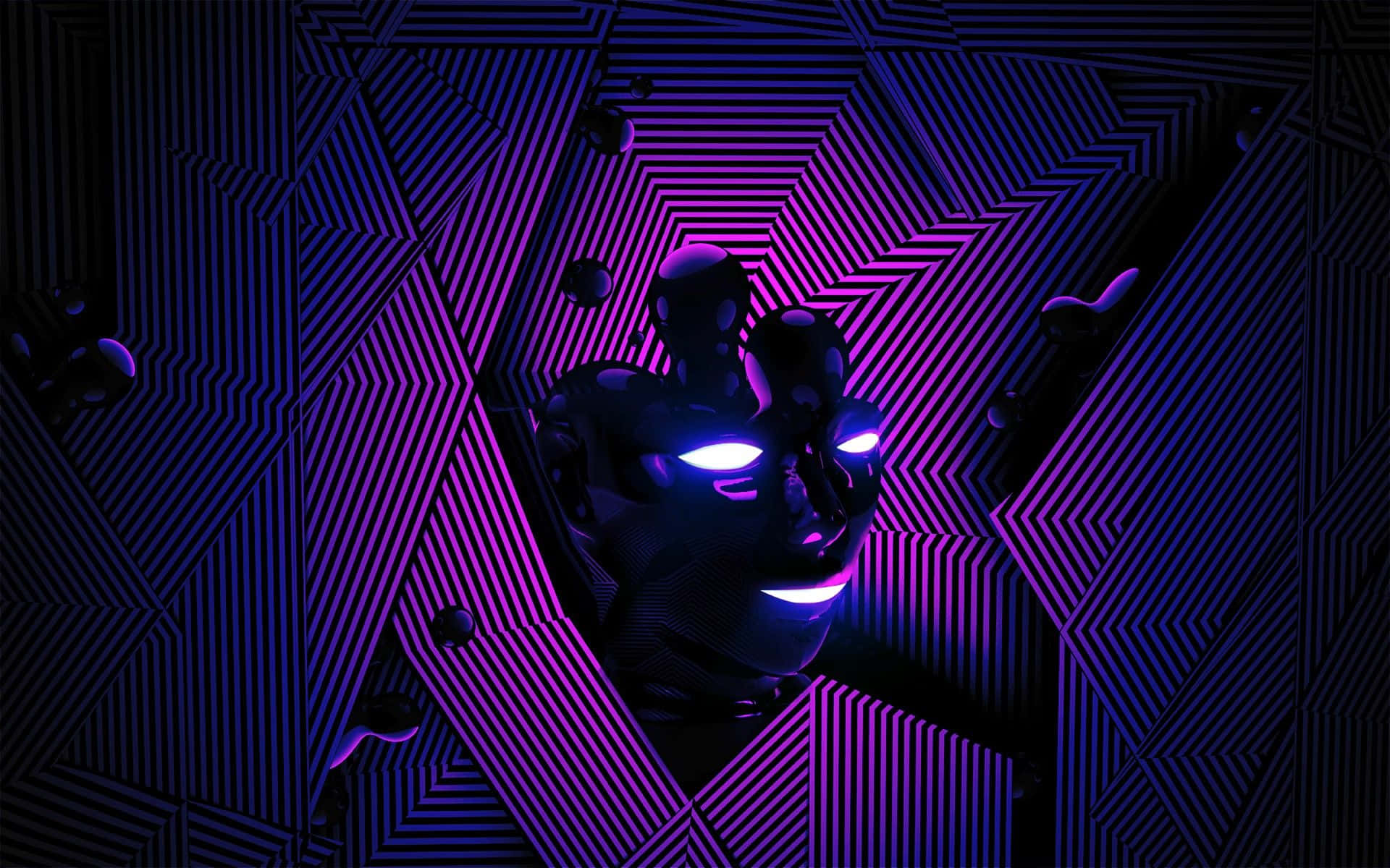 vibrant purple desktop, matching accessories, glowing robotic figure, Full HD Desktop Wallpaper