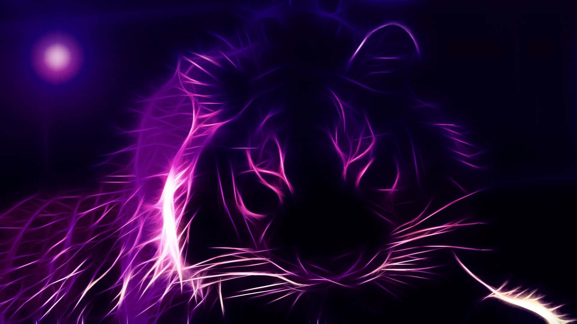 purple tiger silhouette, electric hair, dark cosmic background, Full HD Desktop Wallpaper