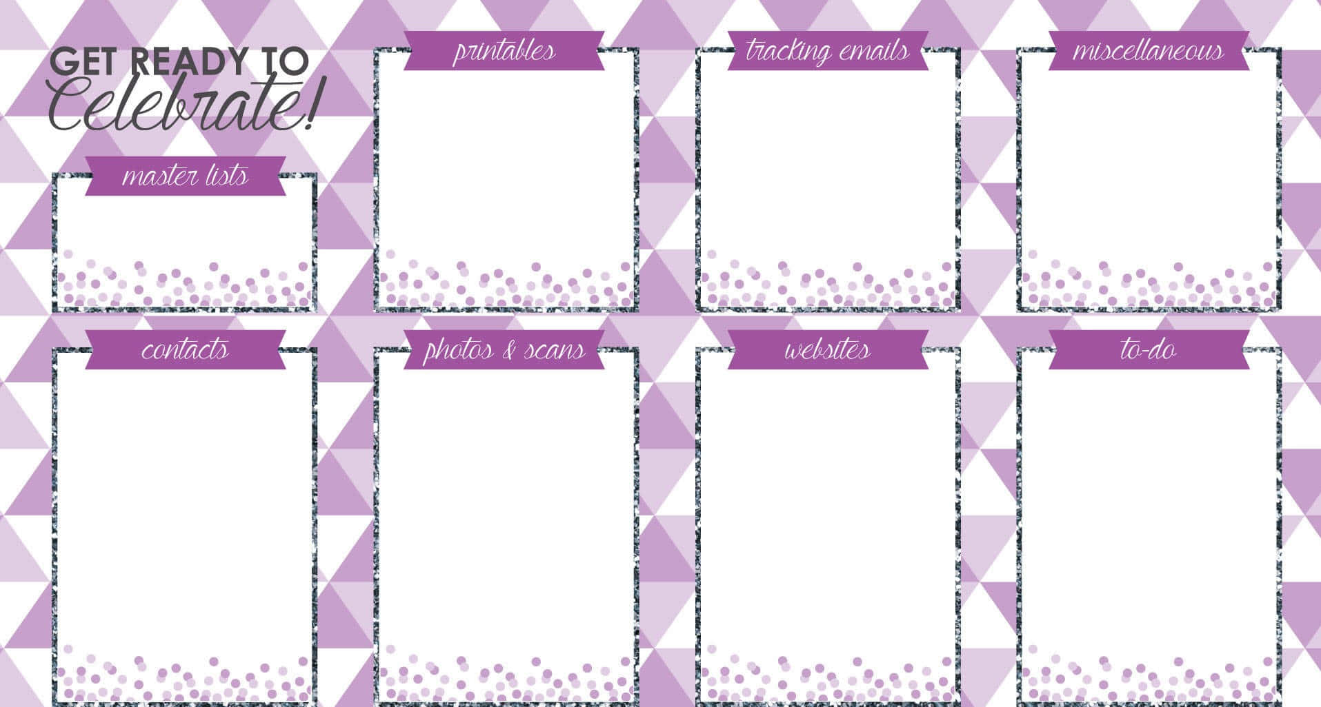 purple geometric patterned planner template, labeled sections, organizing celebrations, HD Desktop Wallpaper