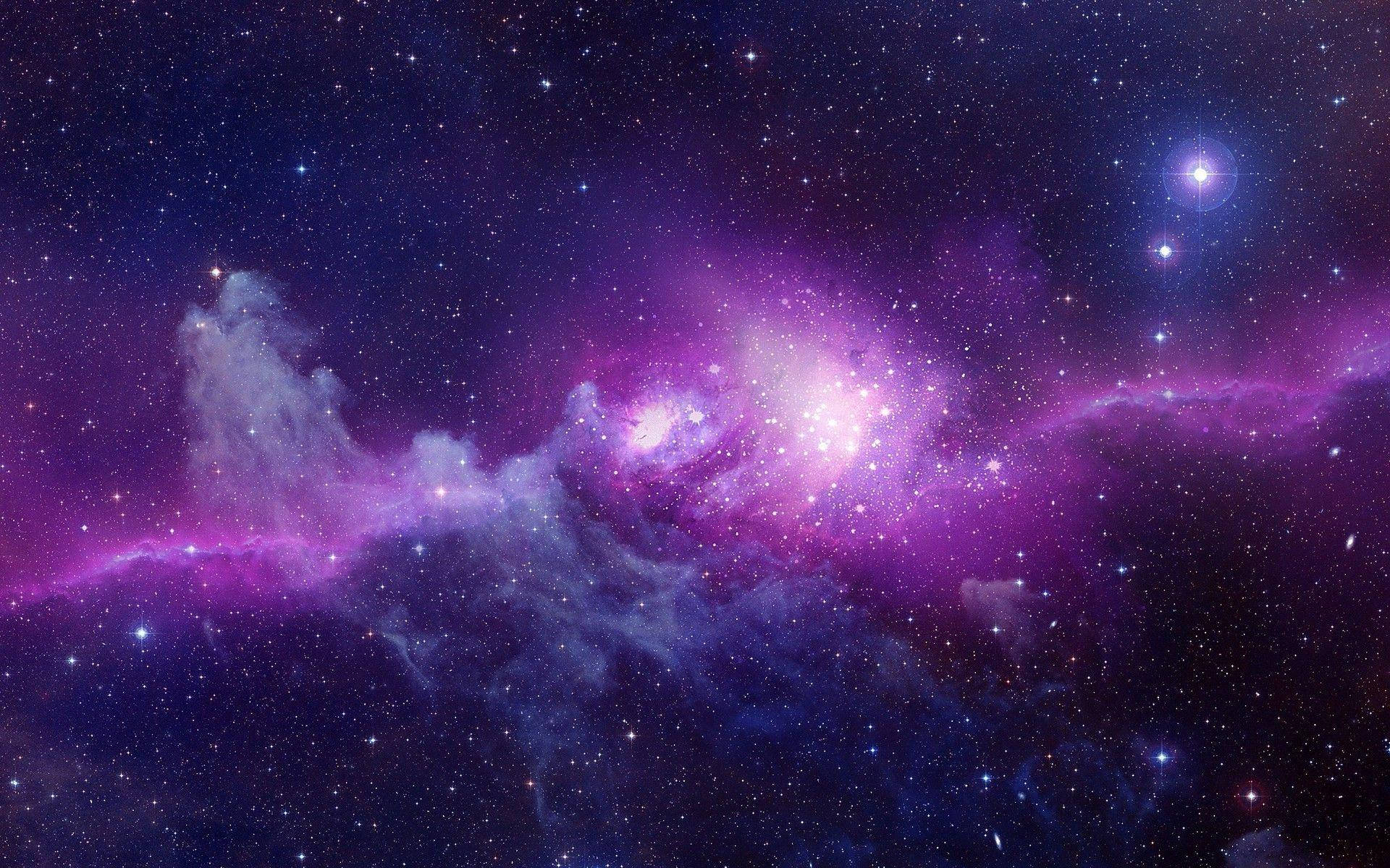 glowing purple, blue nebulae, swirling stars, Full HD Desktop Wallpaper