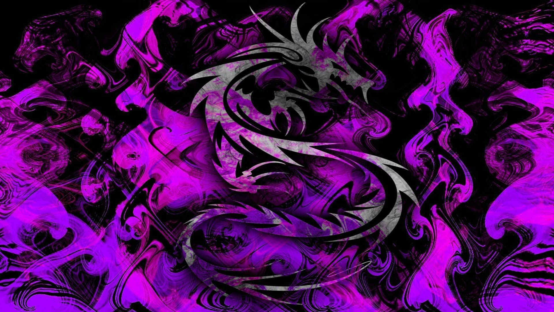 Purple Dragon, black and gray lines, vibrant purple, Full HD Desktop Wallpaper