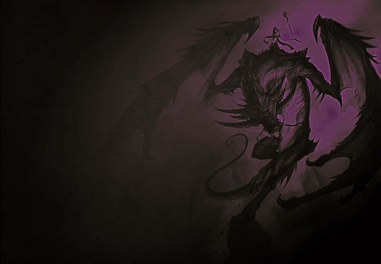 Purple Dragon, massive dark dragon, swirling purple and black stormy sky, HD Desktop Wallpaper