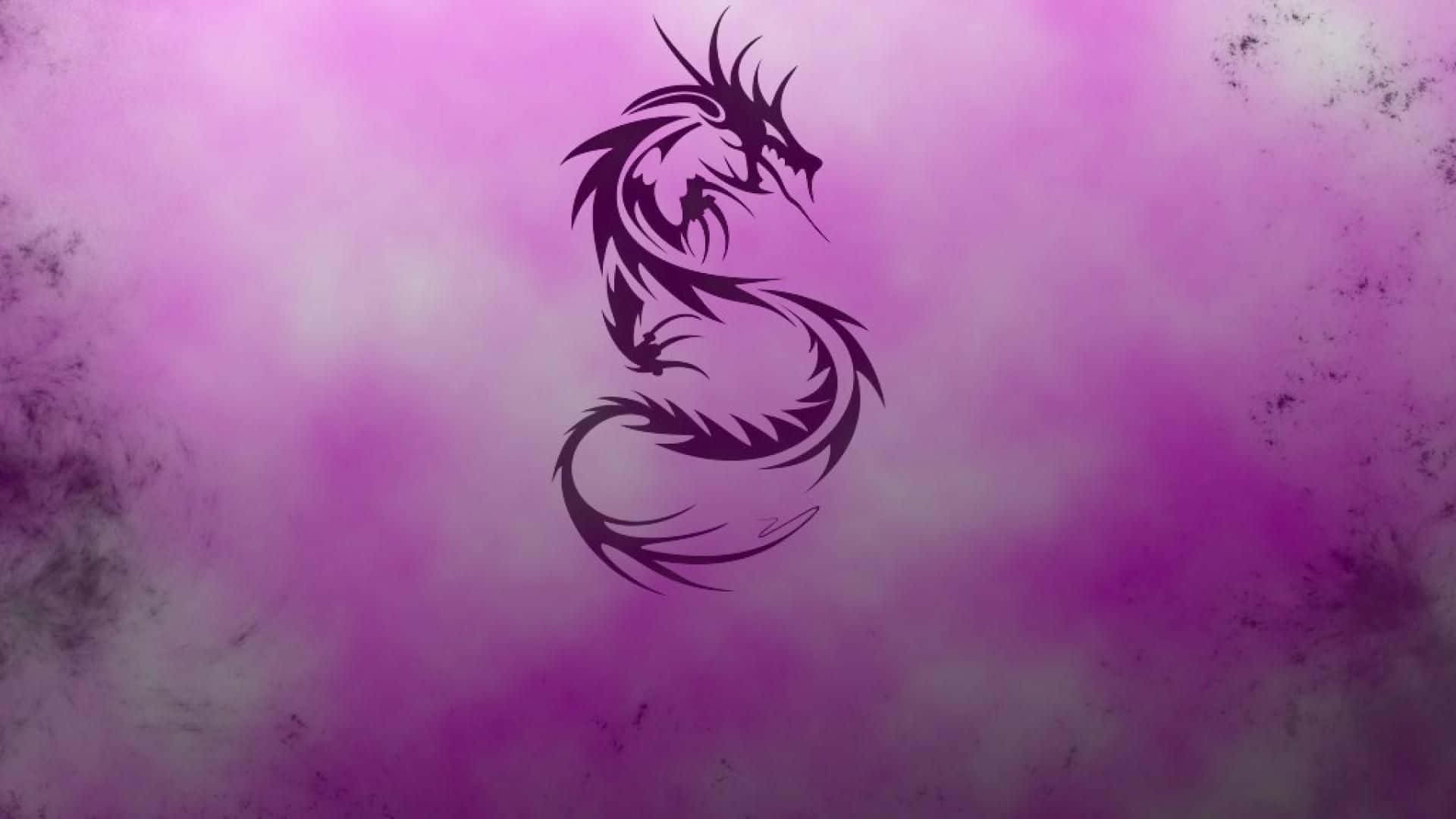 Purple Dragon, black dragon silhouette, purple and pink smoke, Full HD Desktop Wallpaper