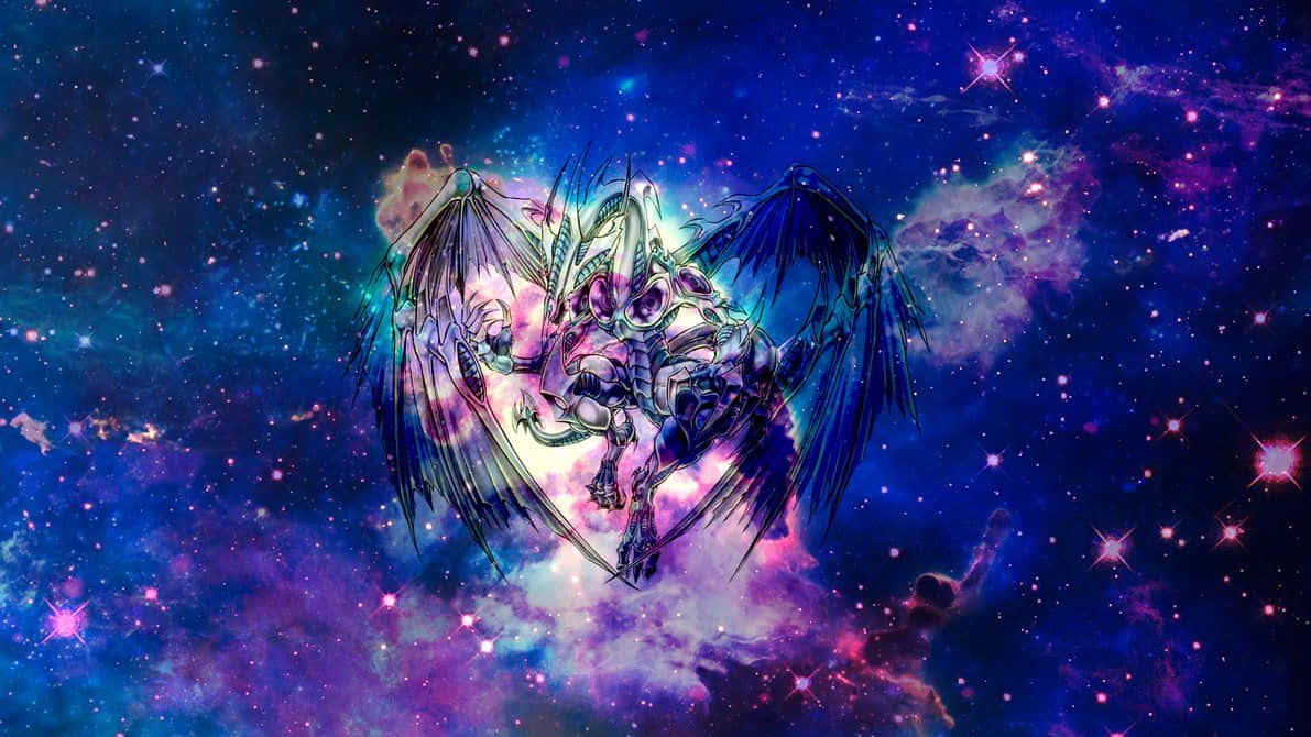 Purple Dragon, cosmic nebula, glowing eyes, SD Desktop Wallpaper