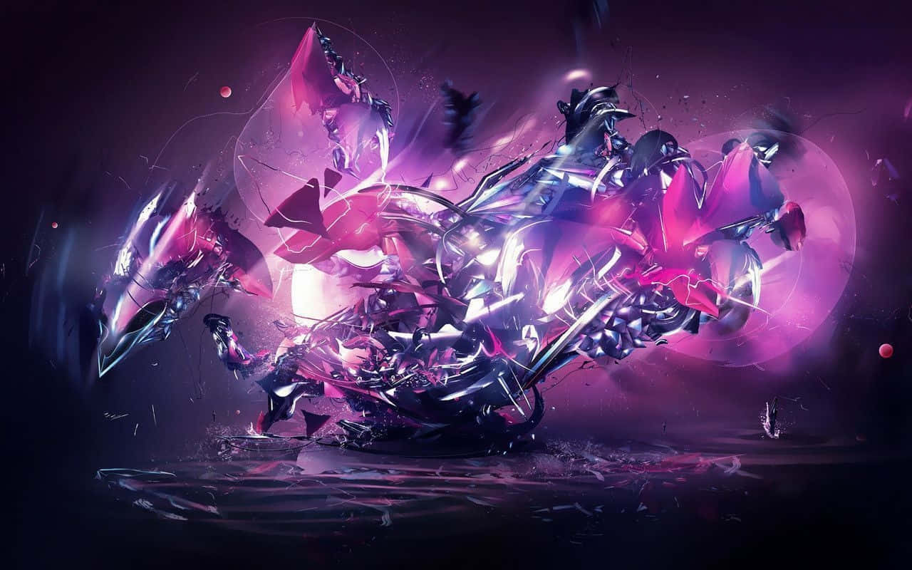 Purple Dragon, crystalline dragon, glowing pink and purple shards, HD Desktop Wallpaper