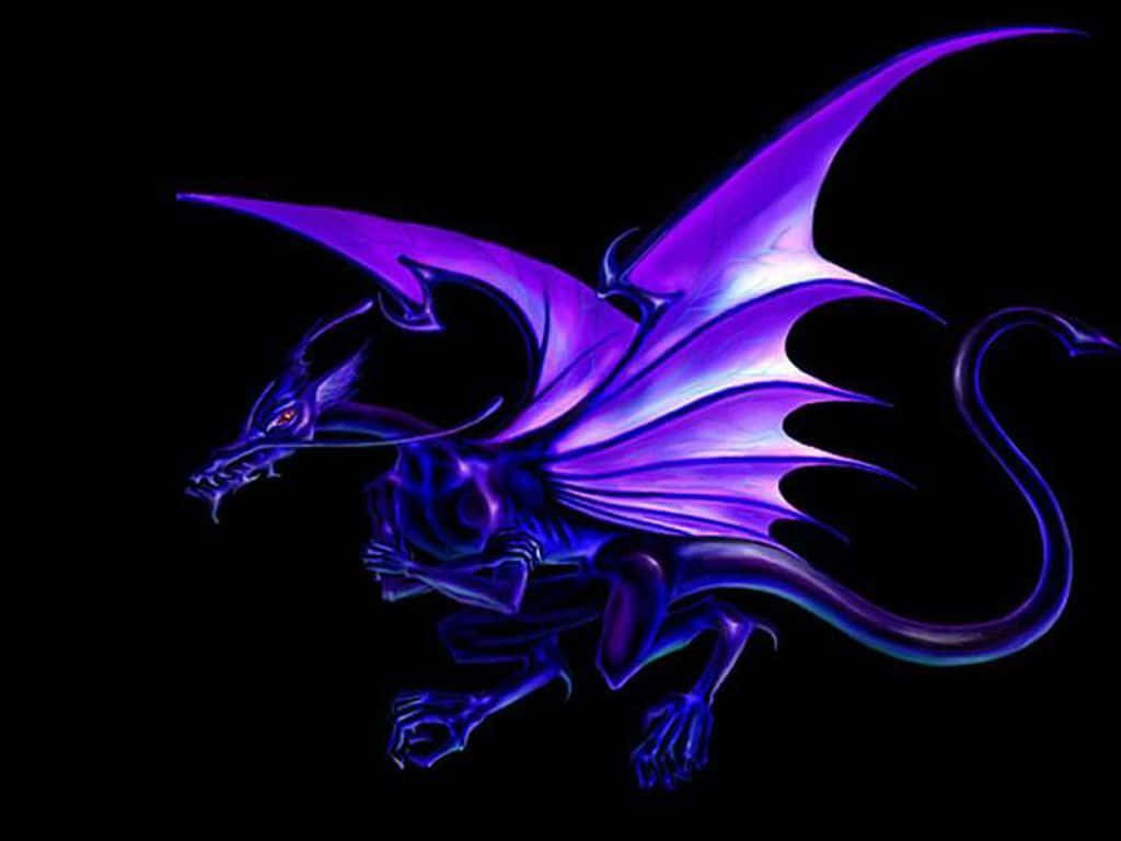 Purple Dragon, glowing purple, sharp wings, SD Desktop Wallpaper