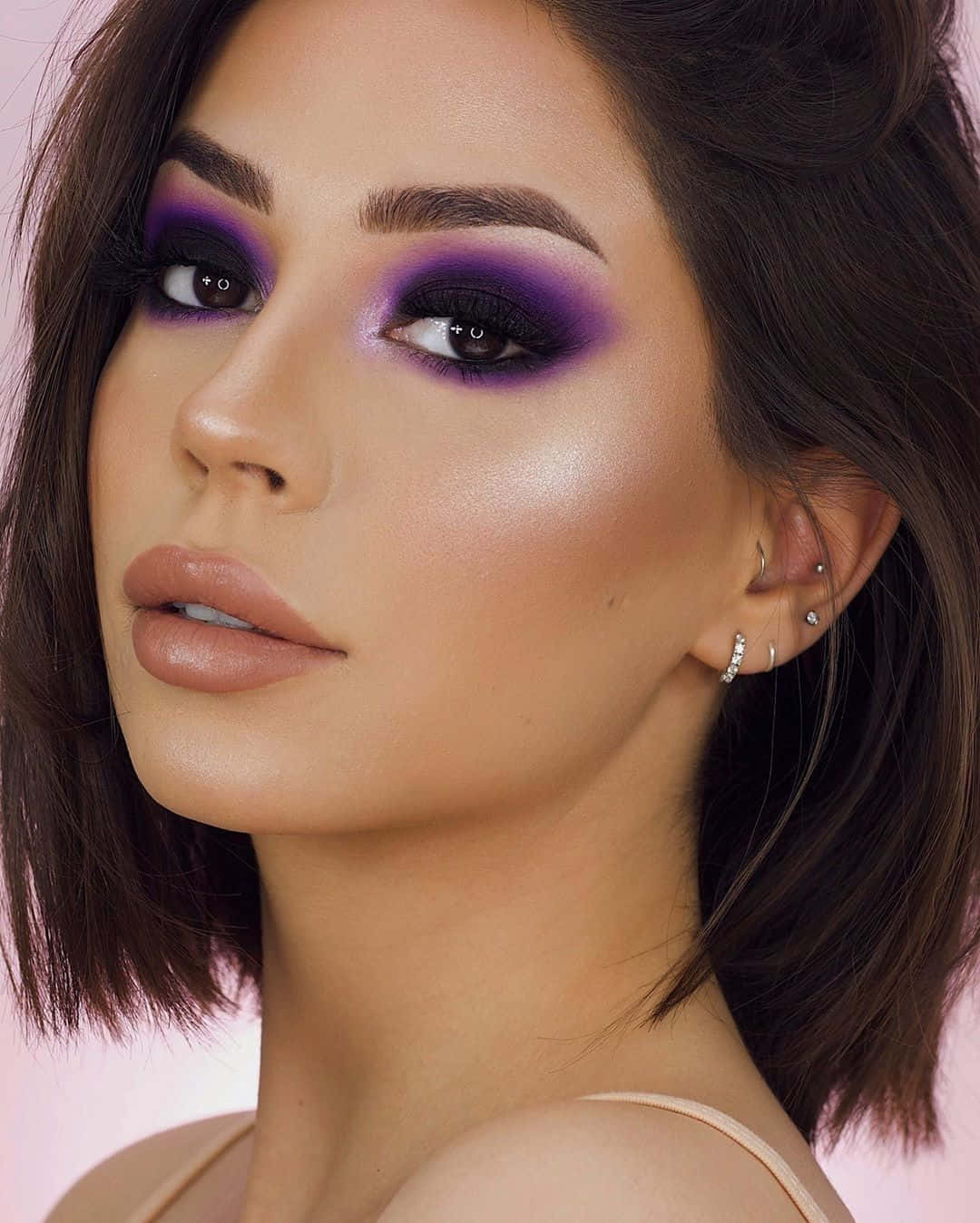 purple eye shadow, woman, bold purple eyeshadow, HD Phone Wallpaper