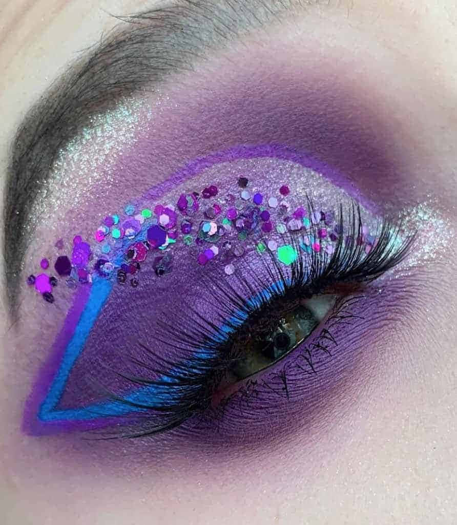 purple eye shadow, glittery purple, blue makeup, SD Phone Wallpaper