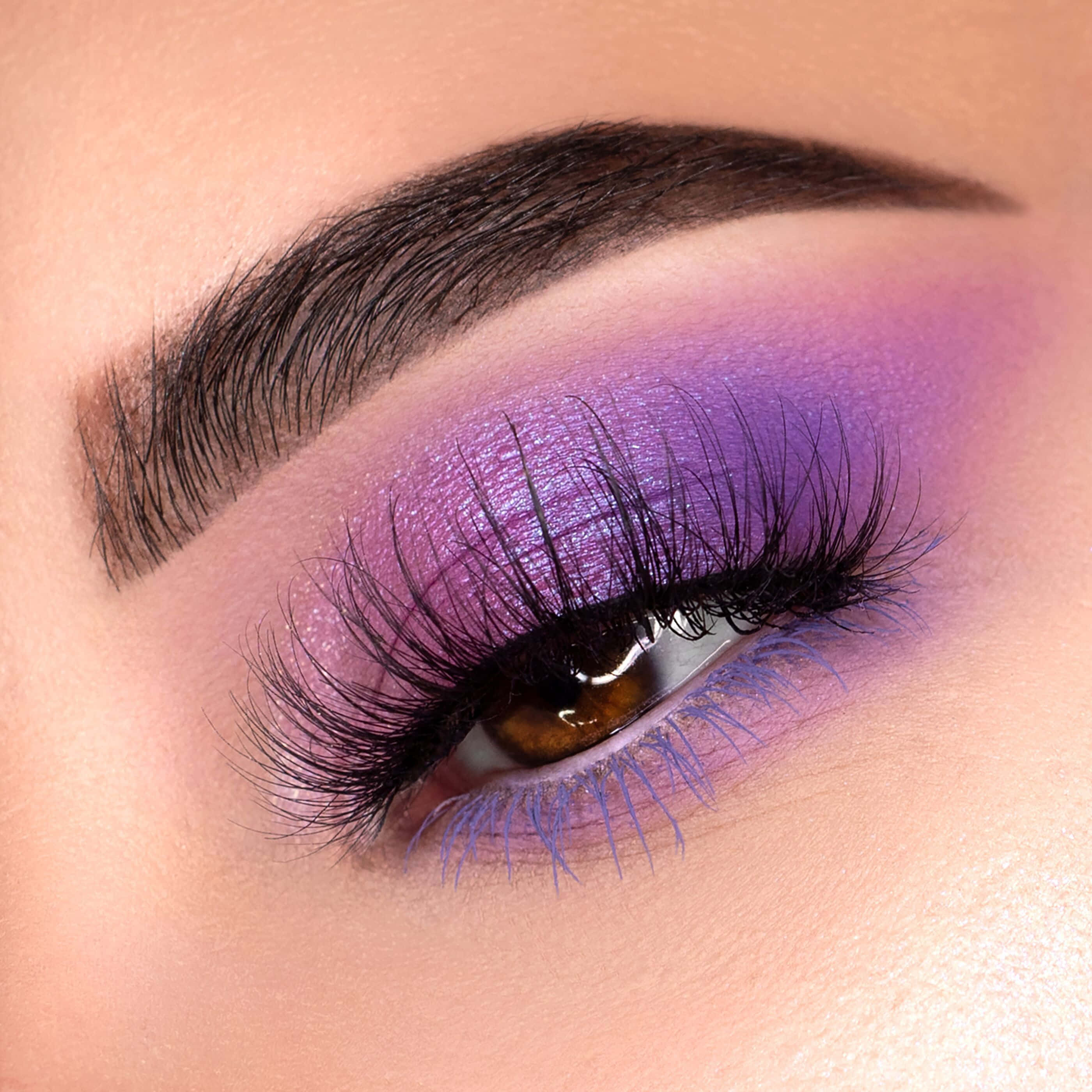purple eye shadow, shimmering purple eyeshadow, human eye, 2K Desktop Wallpaper