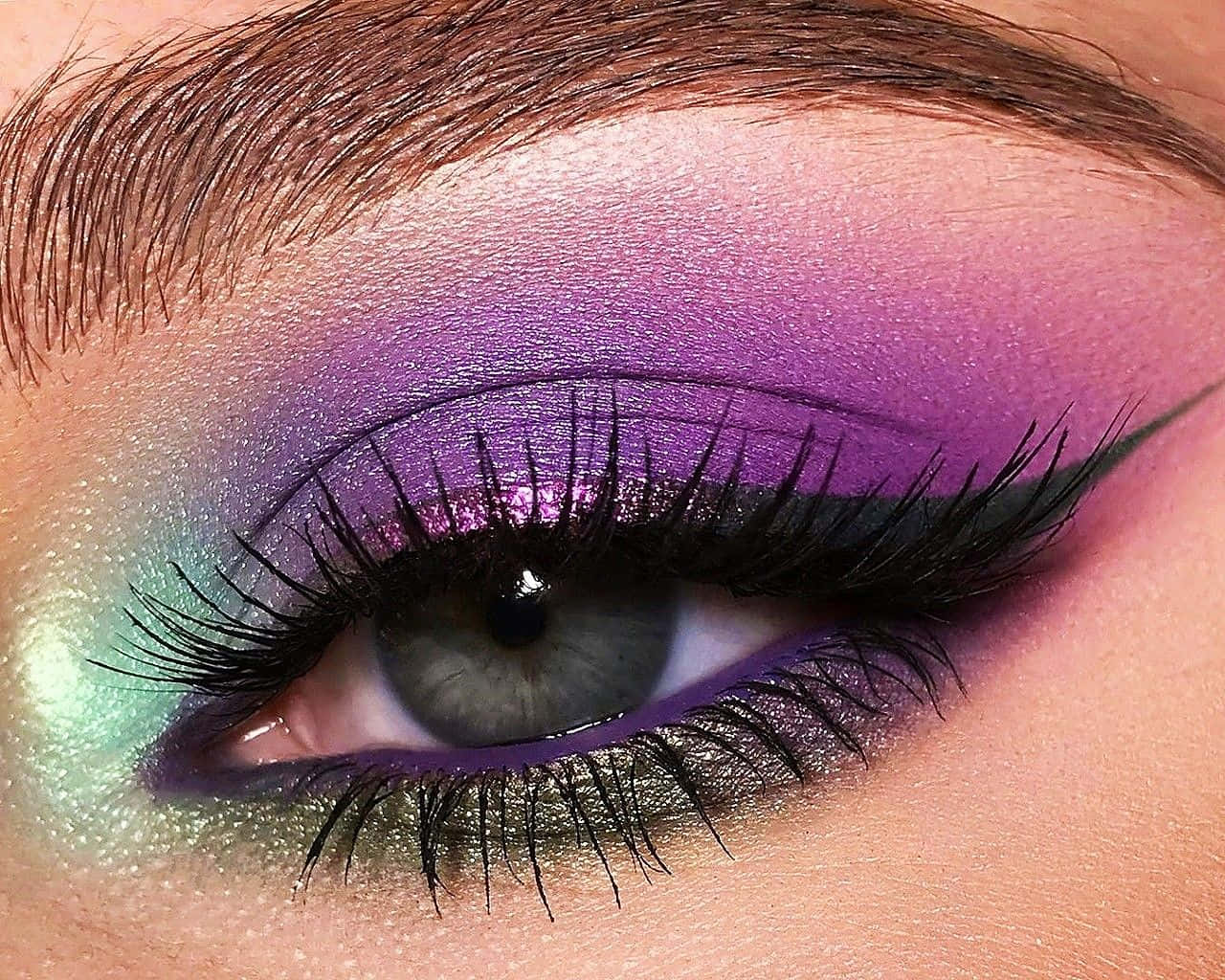 purple eye shadow, vibrant purple, teal glitter, HD Desktop Wallpaper