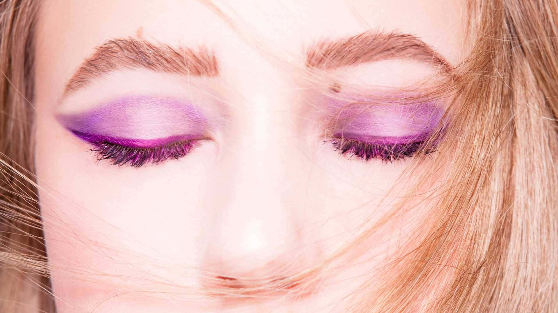 Purple Eye Shadow, vibrant purple eyeshadow, closed eyes, Full HD Desktop Wallpaper