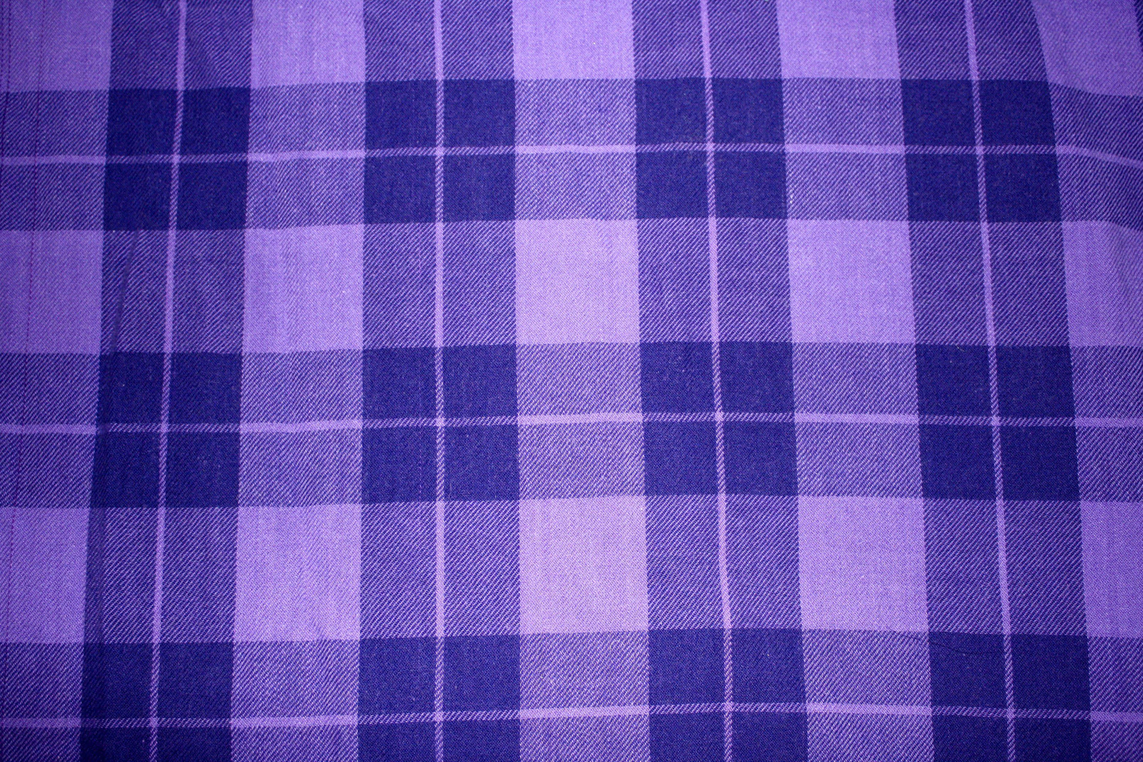 Purple Fabrics, textured purple and white plaid fabric, visible weave details, 2K Desktop Wallpaper