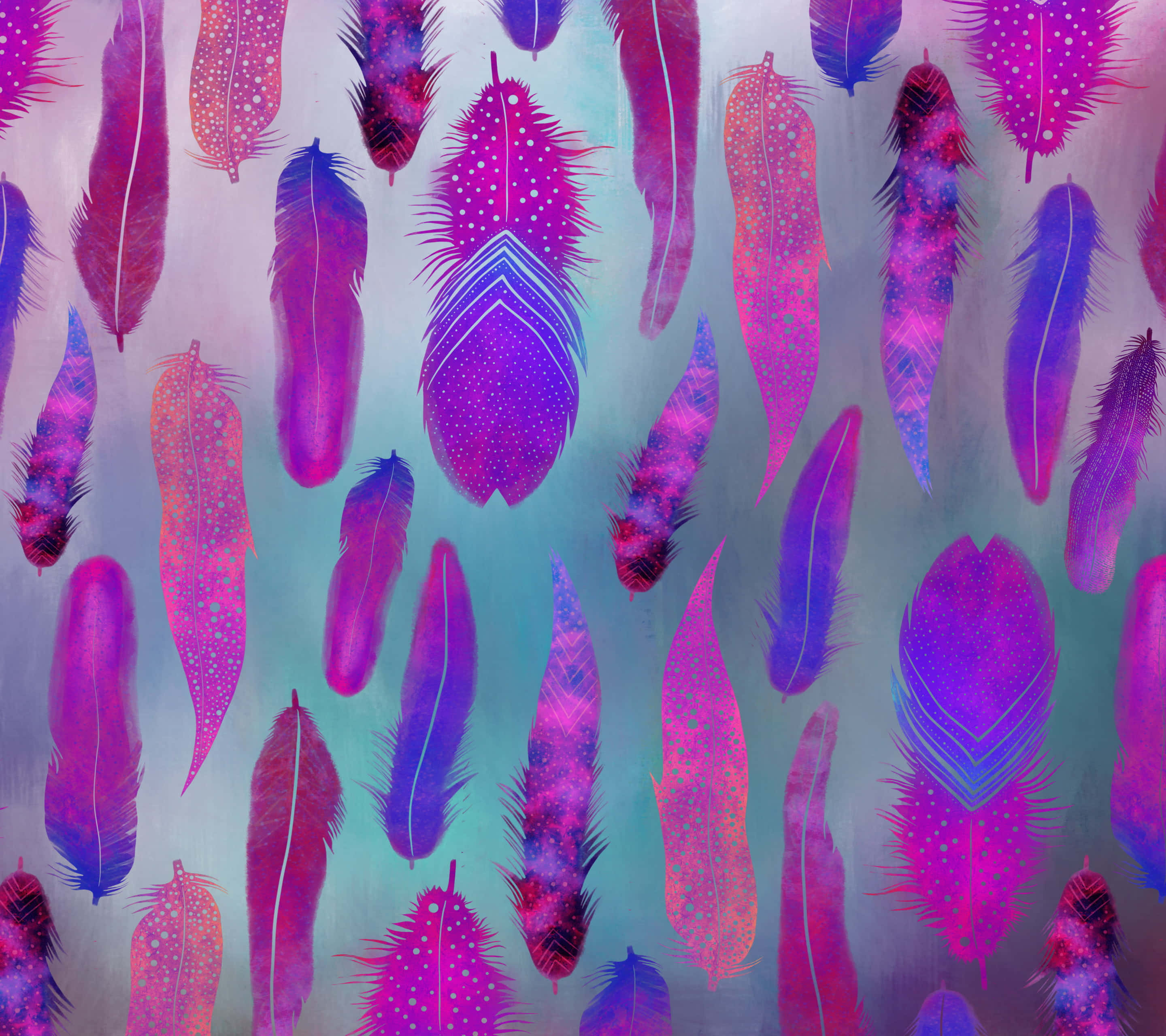 Purple Feathers, vibrant purple, pink feathers, 2K Desktop Wallpaper