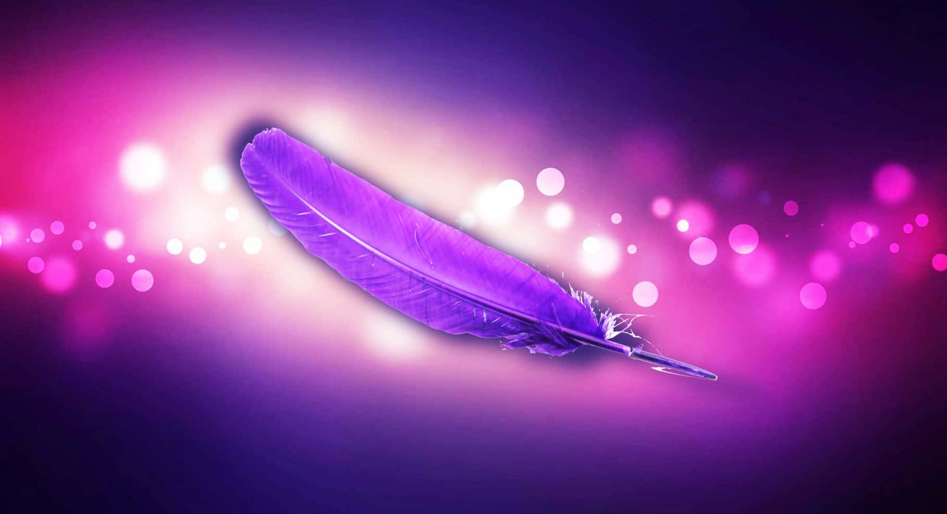 Purple Feathers, glowing purple feather, pink and purple bokeh lights, Full HD Desktop Wallpaper