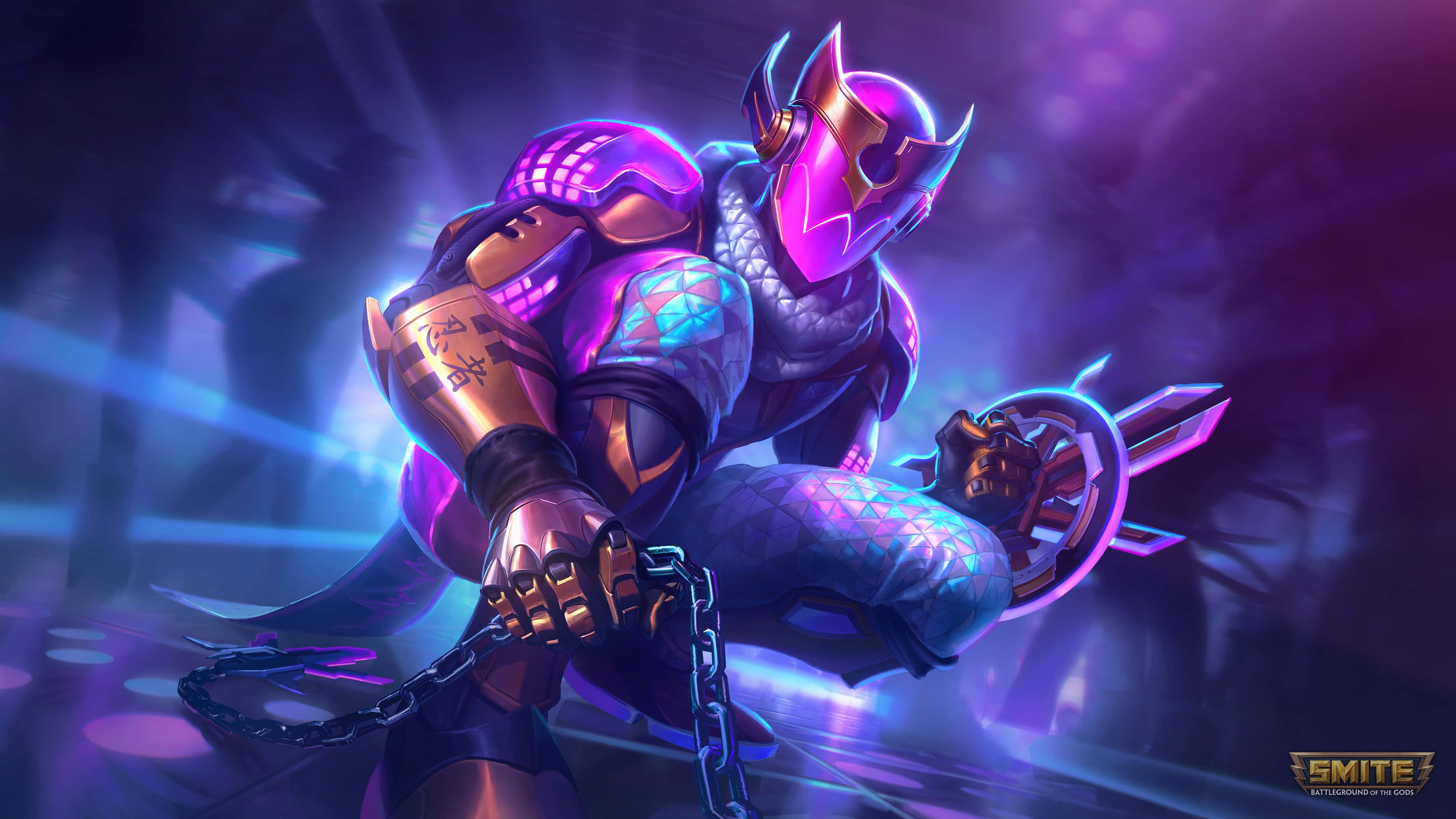 smite, purple and blue character, purple outfit, 4K Desktop Wallpaper