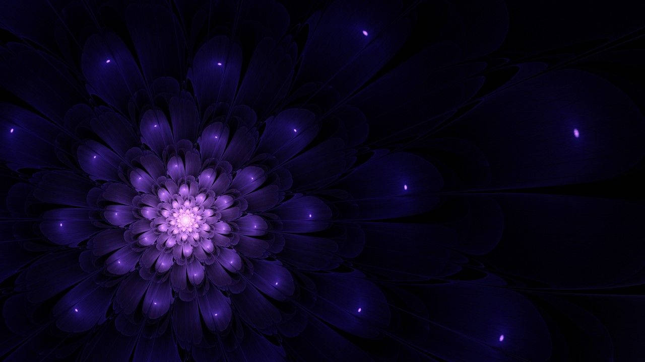 indigo aesthetic, purple flower, fractal flower, HD Desktop Wallpaper