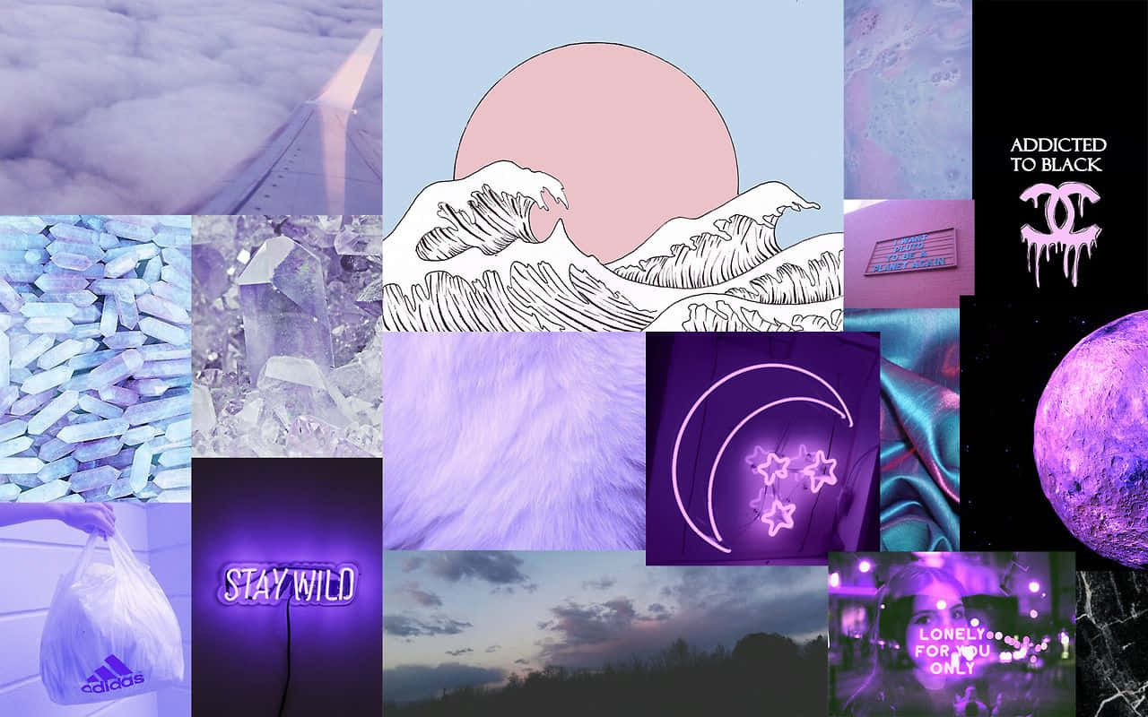 vibrant purple, neon signs, crystals, HD Desktop Wallpaper