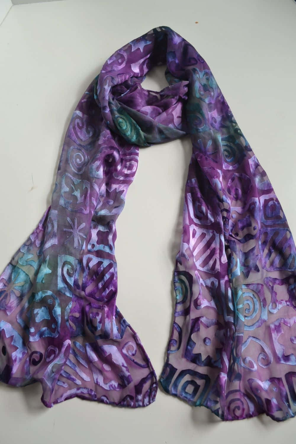 purple scarf, purple and teal patterned scarf, abstract swirls, HD Phone Wallpaper