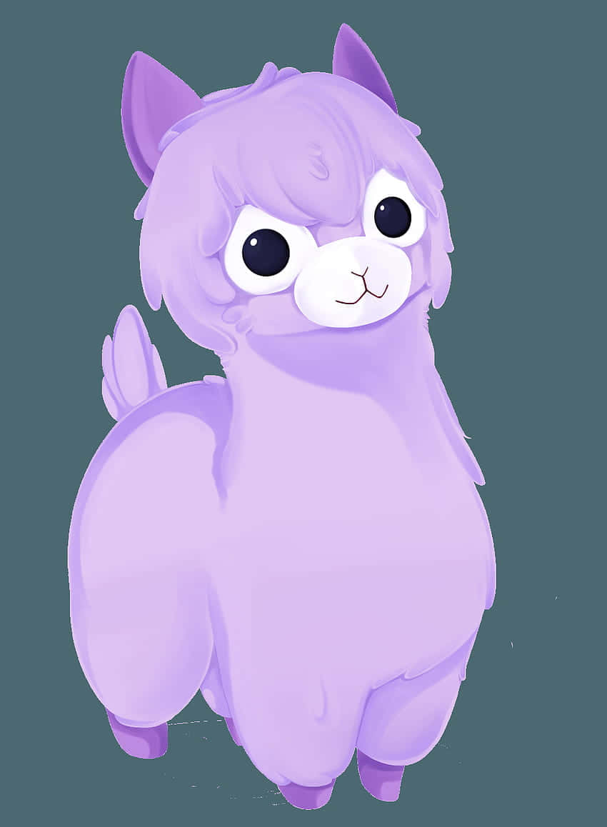 purple alpaca, big round eyes, fluffy fur, SD Phone Wallpaper