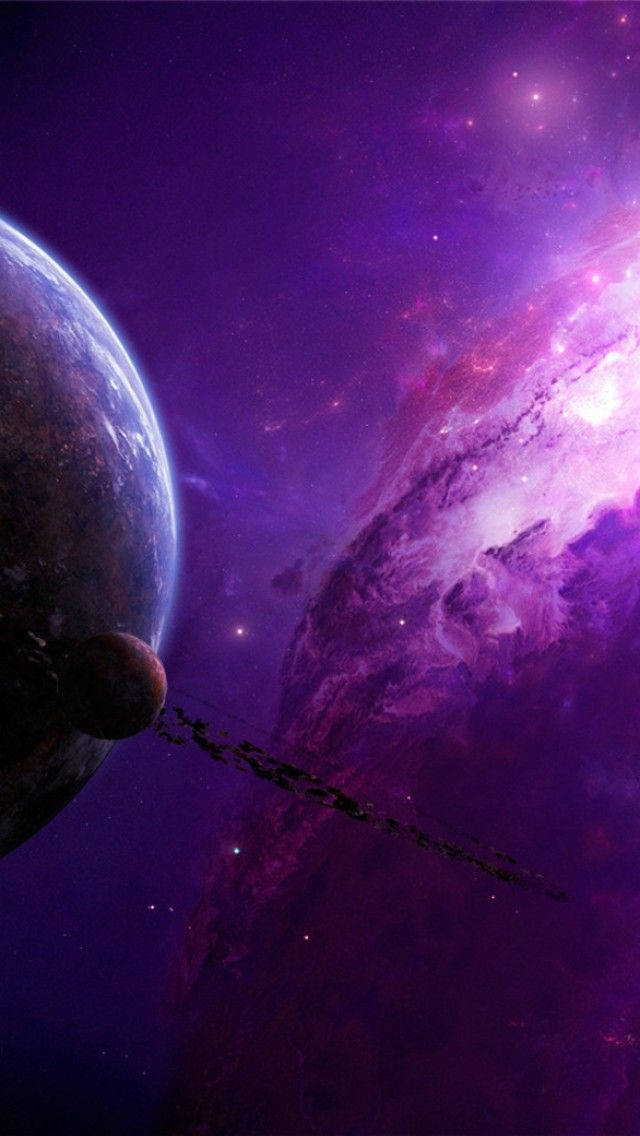 Purple Galaxy, planet, moon, SD Phone Wallpaper