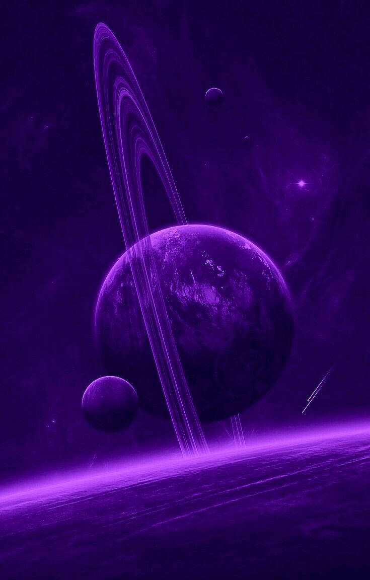 Purple Galaxy iPhone, purple planet, glowing rings, SD Phone Wallpaper