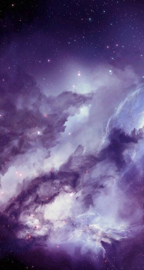 Purple Galaxy, white clouds, starfield, SD Phone Wallpaper