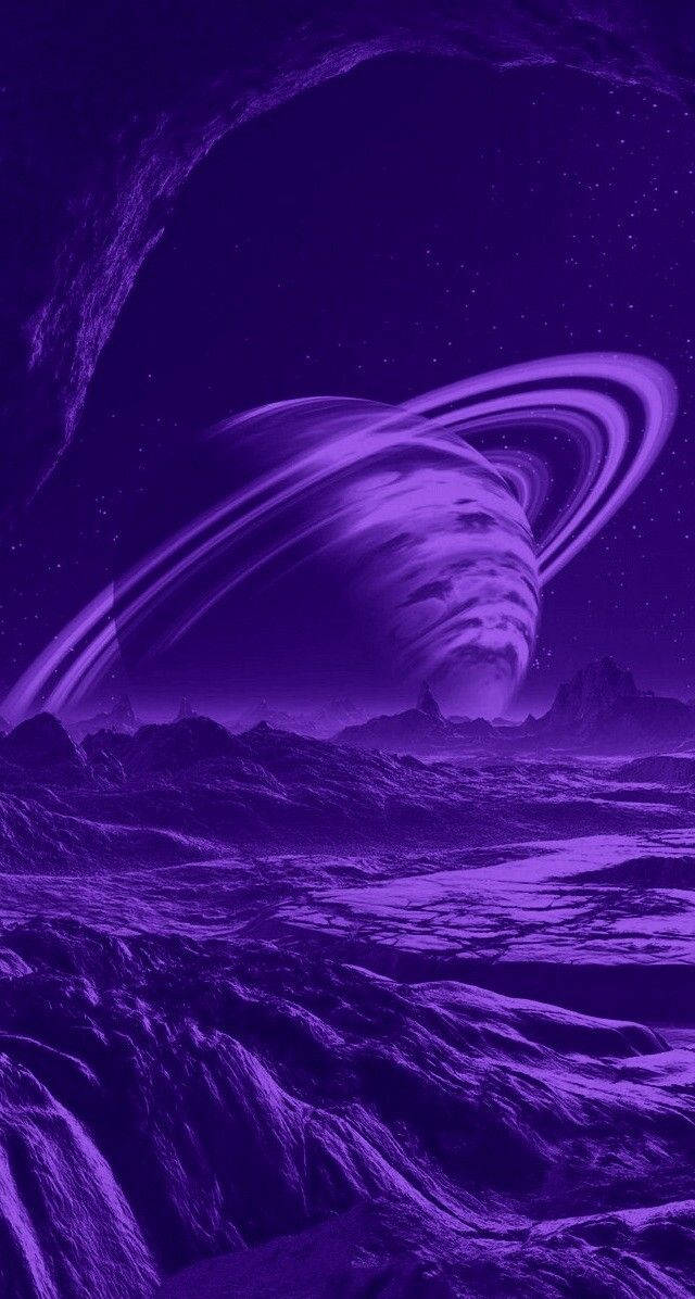 Purple Galaxy iPhone, purple planet, glowing rings, SD Phone Wallpaper