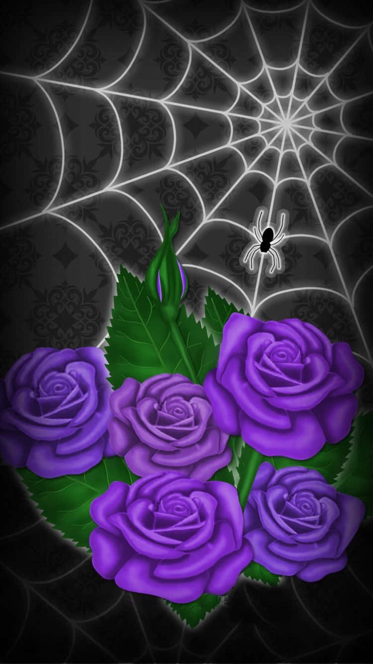 Purple Gothic, vivid purple roses, green leaves, HD Phone Wallpaper