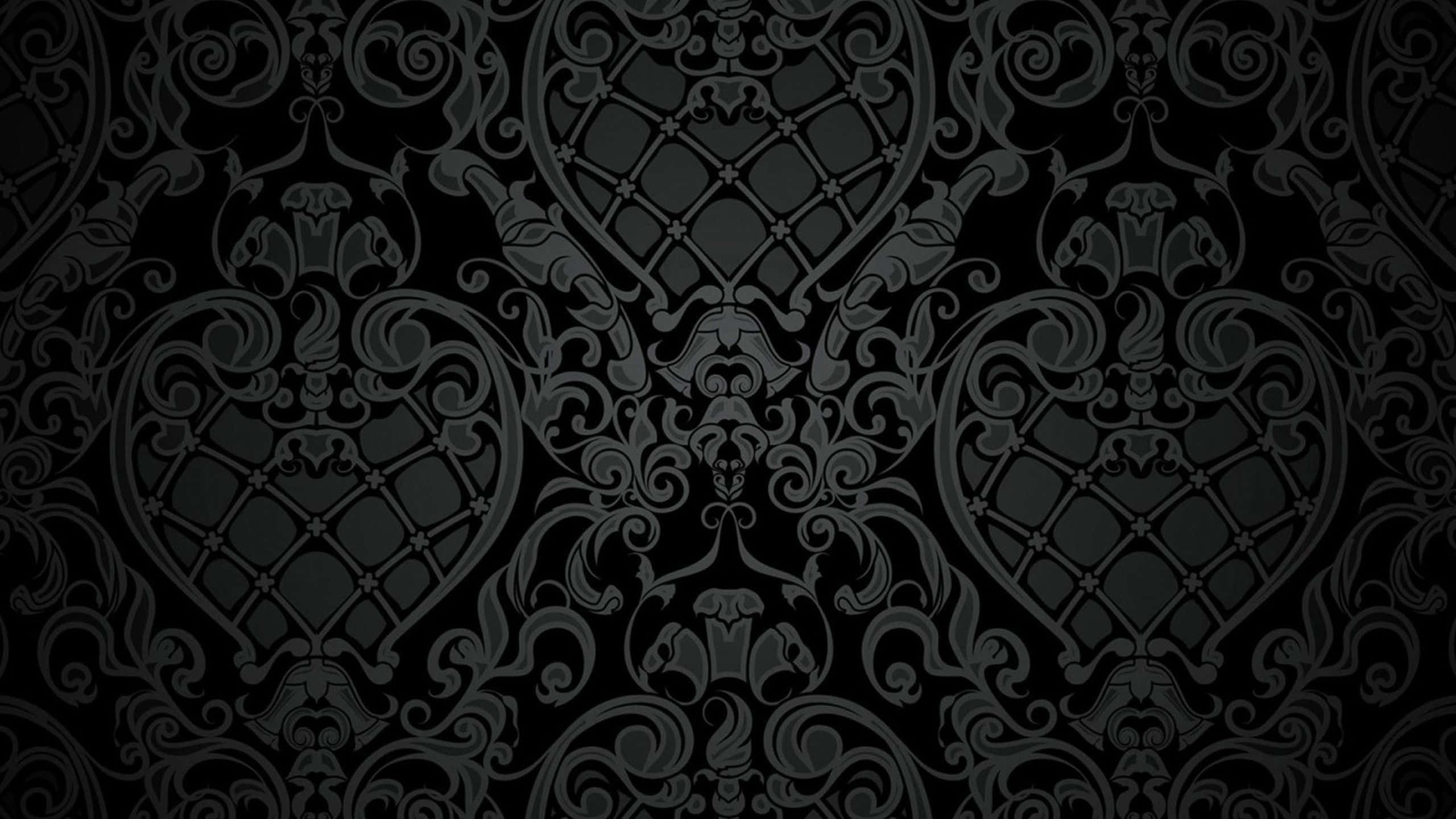 Purple Gothic, dark damask pattern, intricate swirling motifs, 2K Desktop Wallpaper
