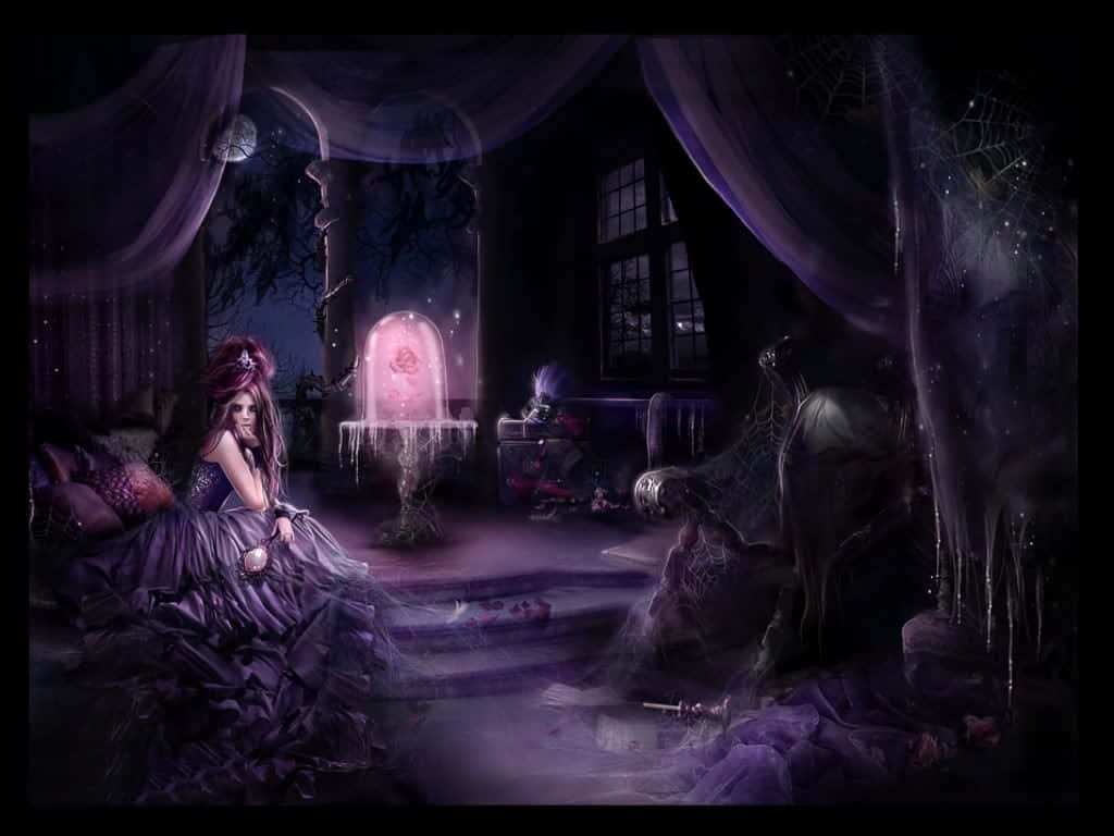 Purple Gothic, gothic woman, purple gown, SD Desktop Wallpaper