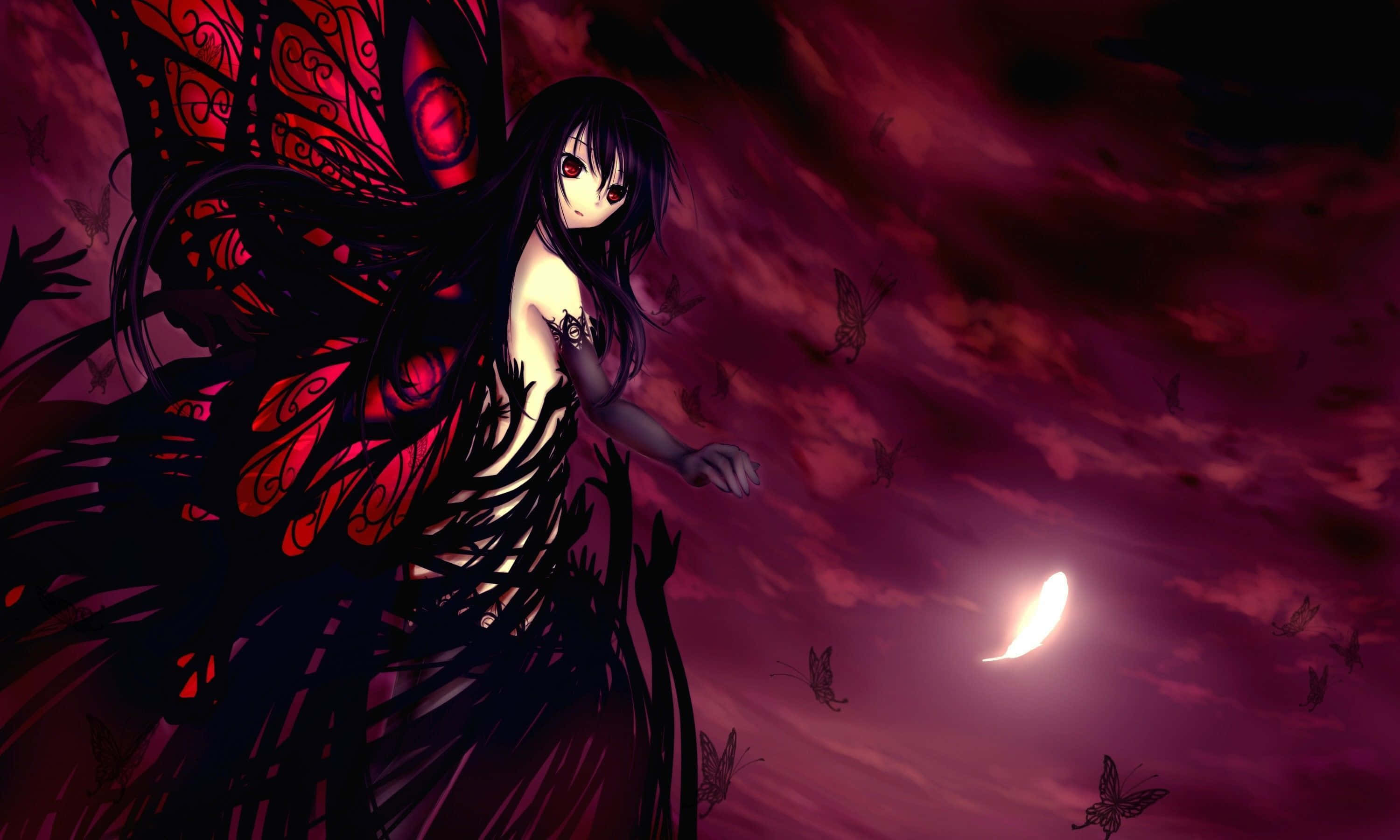 Purple Gothic, blood-red sky, crescent moon, 2K Desktop Wallpaper
