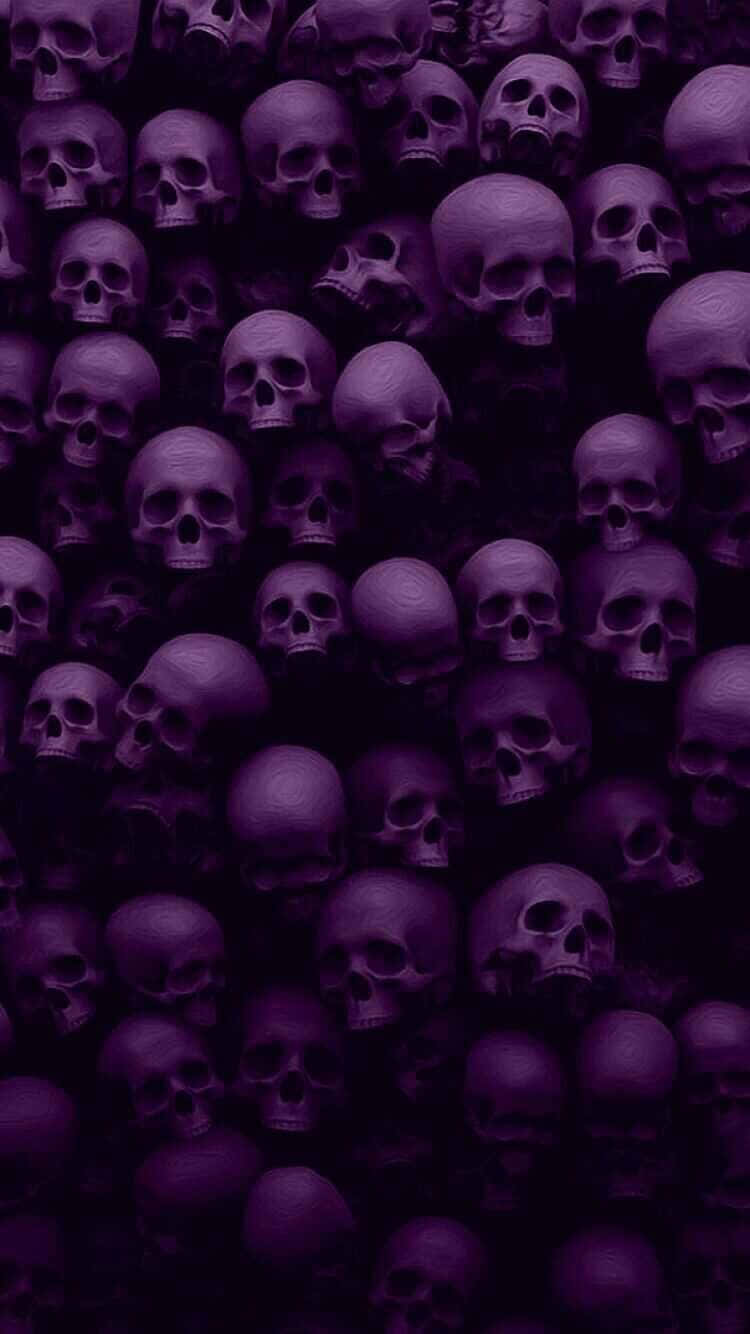 Purple Gothic, purple skulls, hauntingly repetitive pattern, HD Phone Wallpaper
