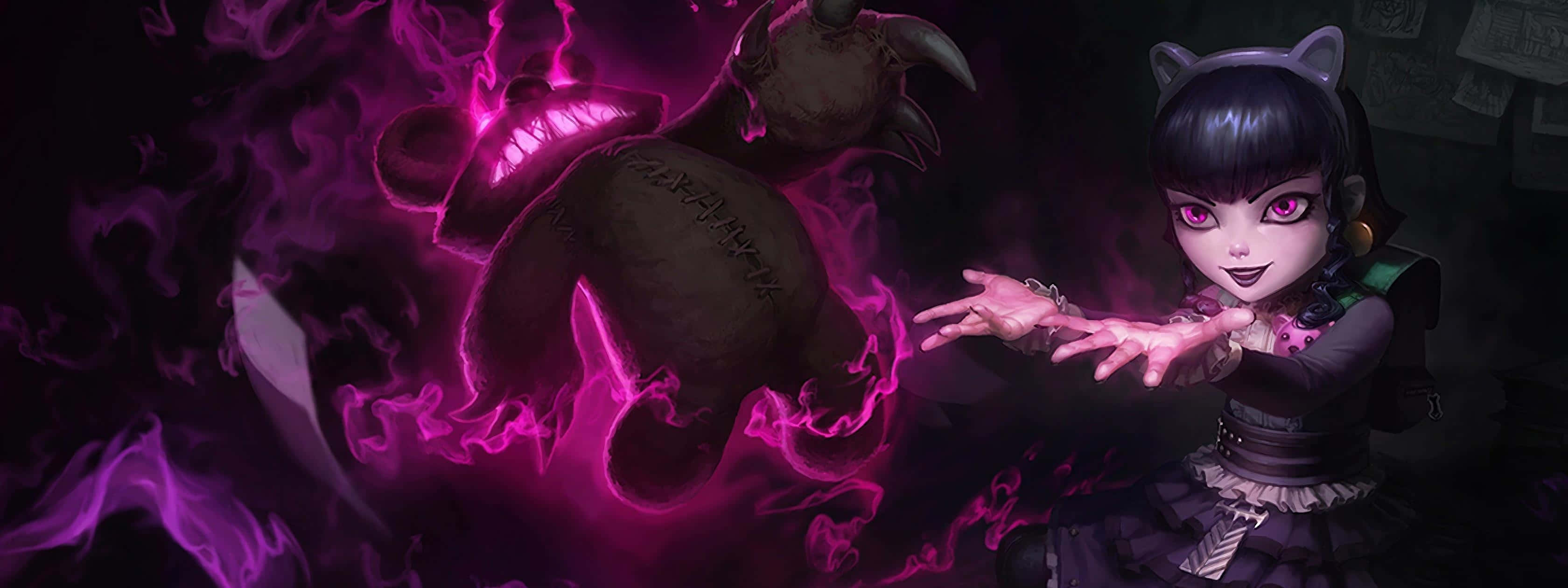 Purple Gothic, cat ears, glowing purple energy, 2K Desktop Wallpaper