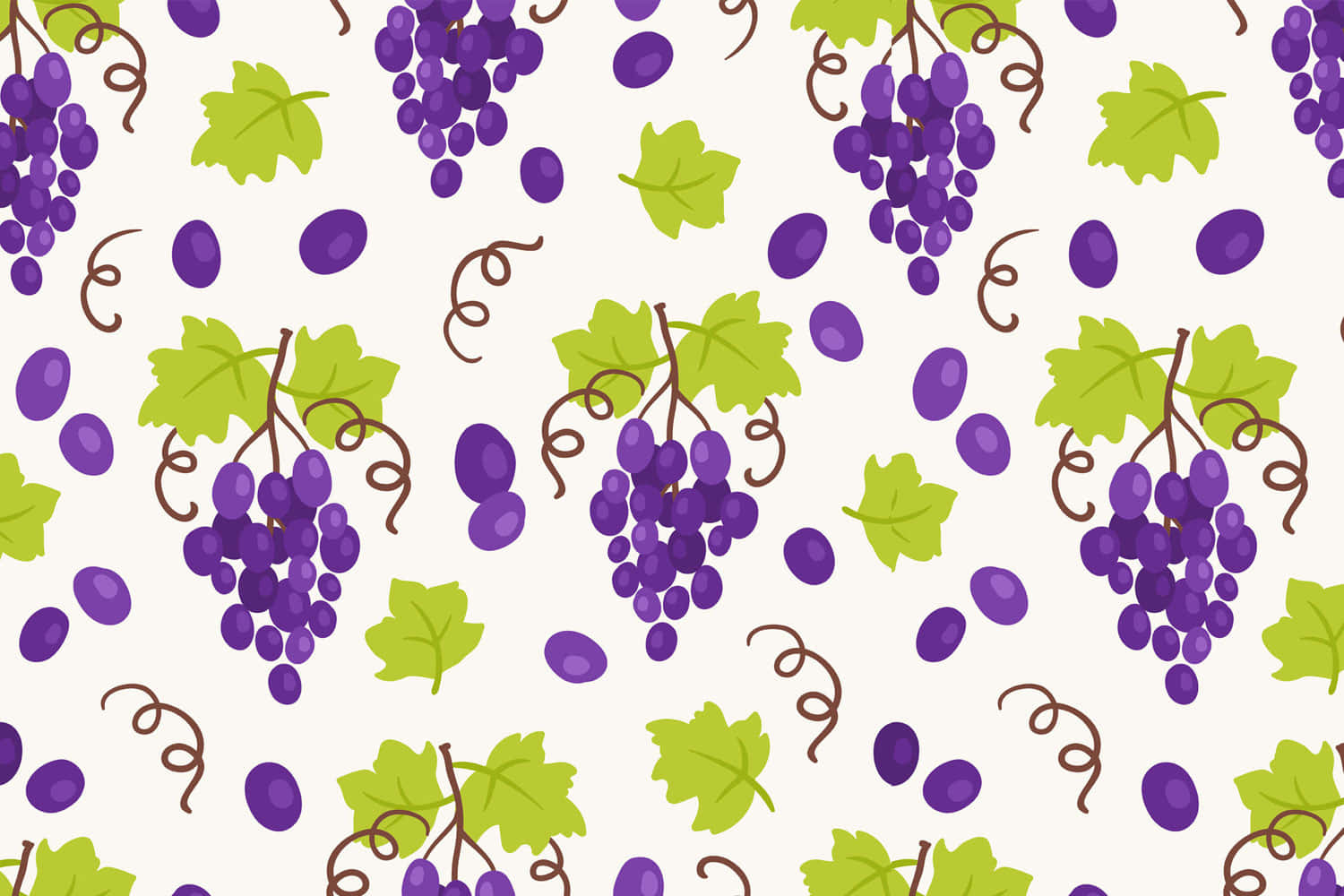 purple grapes, cream background, green leaves, HD Desktop Wallpaper
