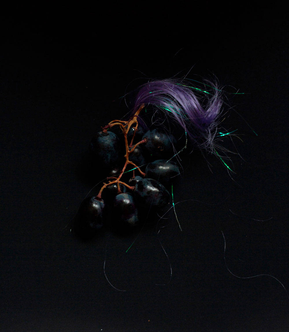 black grape bunch, purple hair, green glitter strands, SD Phone Wallpaper