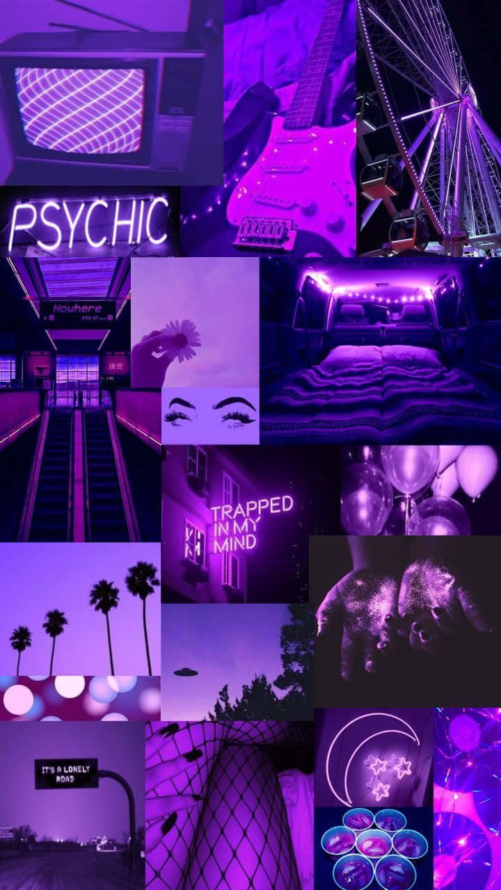 Purple Grunge Aesthetic, neon signs, guitars, HD Phone Wallpaper